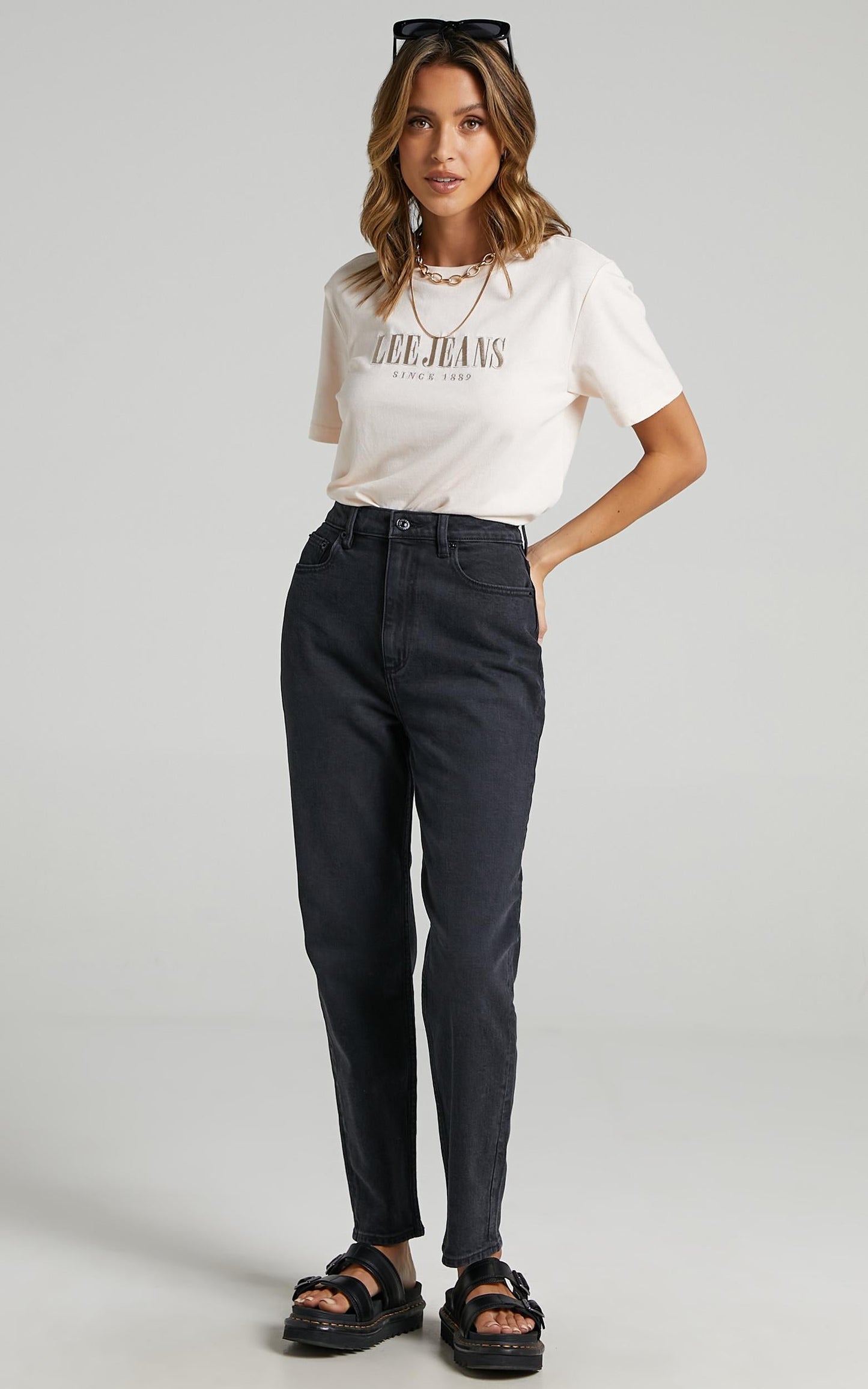 Lee - High Mom Jeans in Bias Black