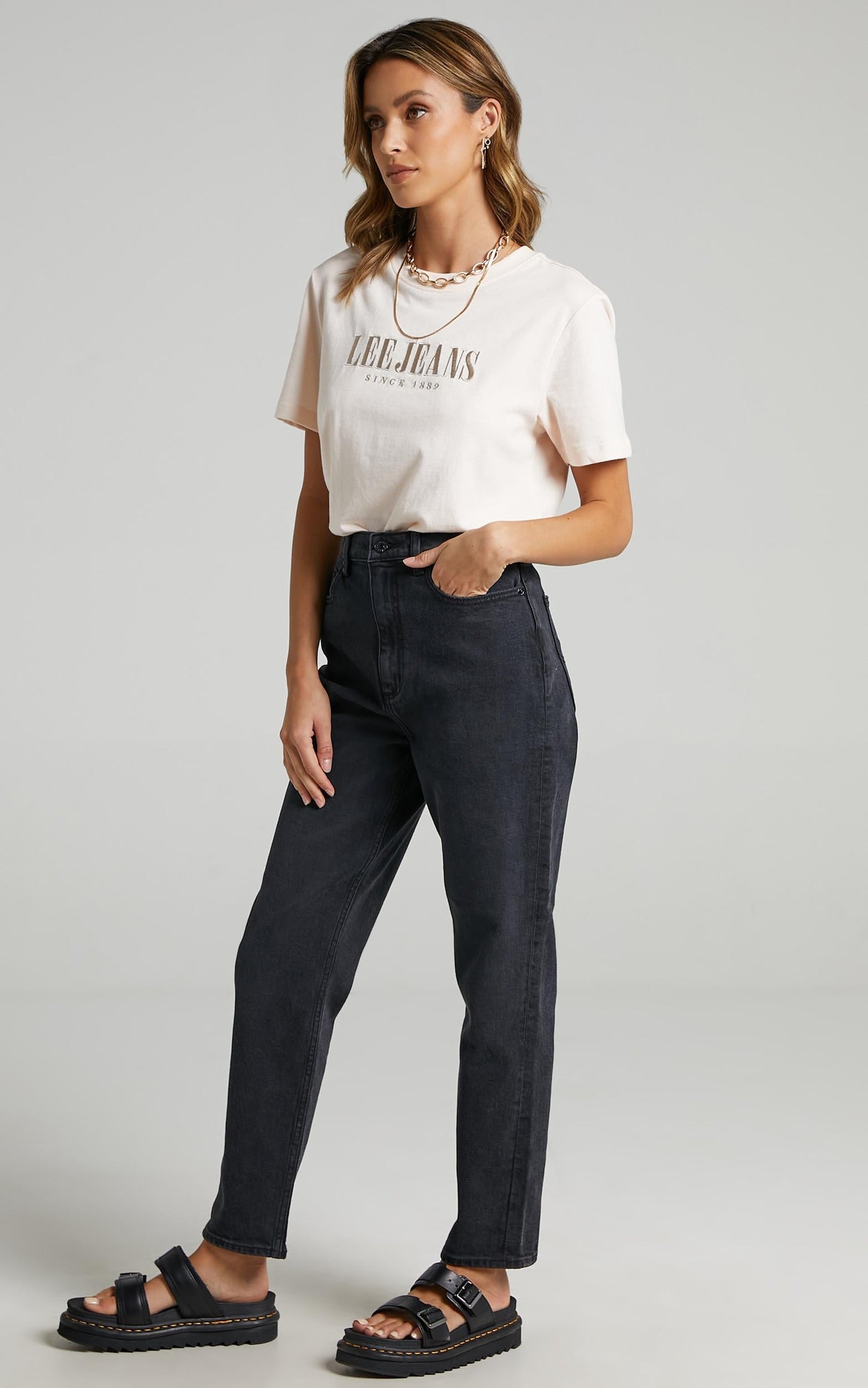 Lee - High Mom Jeans in Bias Black