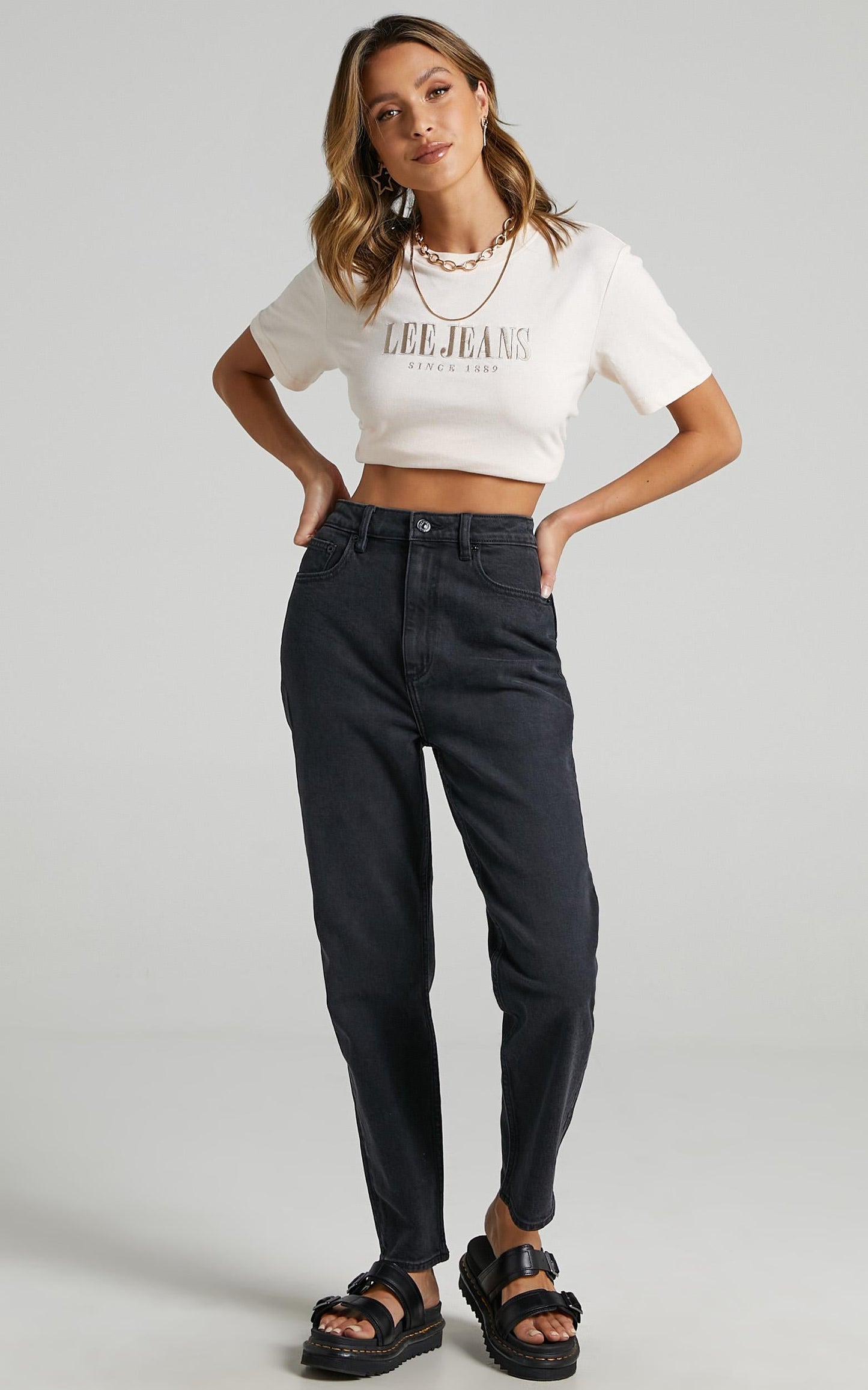Lee - High Mom Jeans in Bias Black