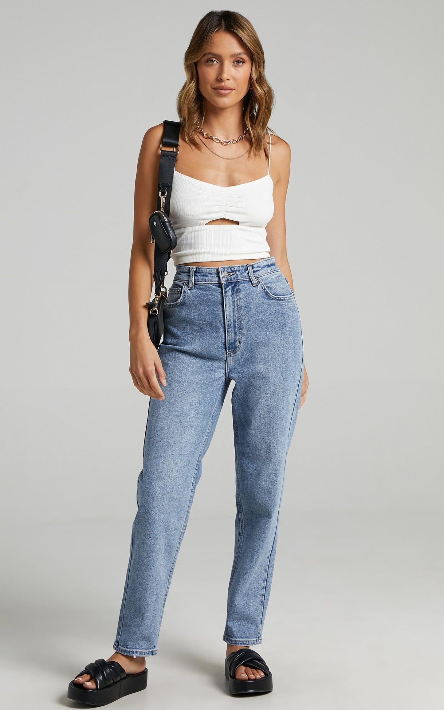 Lee - Hourglass High Mom Jeans in Bias Blue