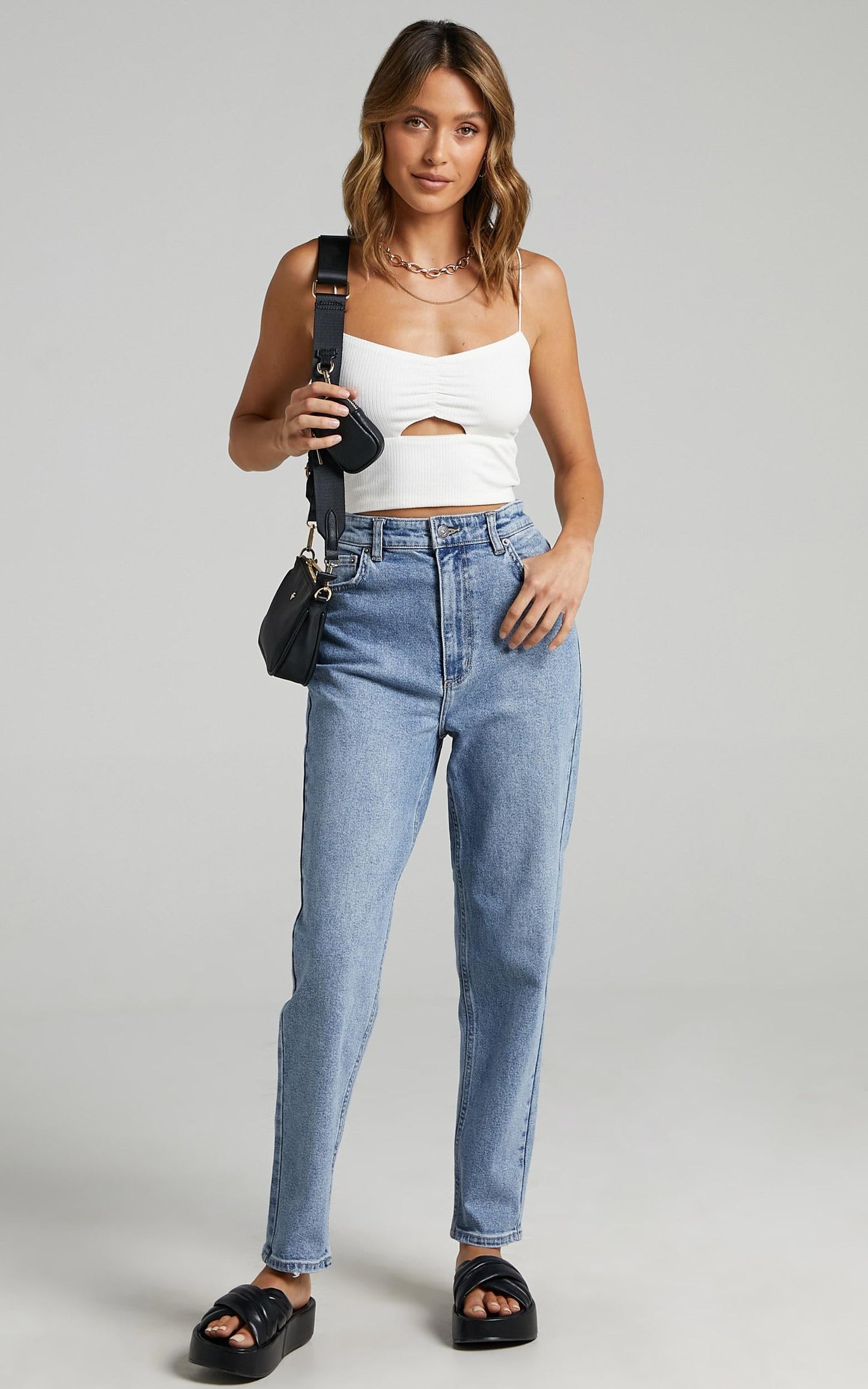Lee - Hourglass High Mom Jeans in Bias Blue