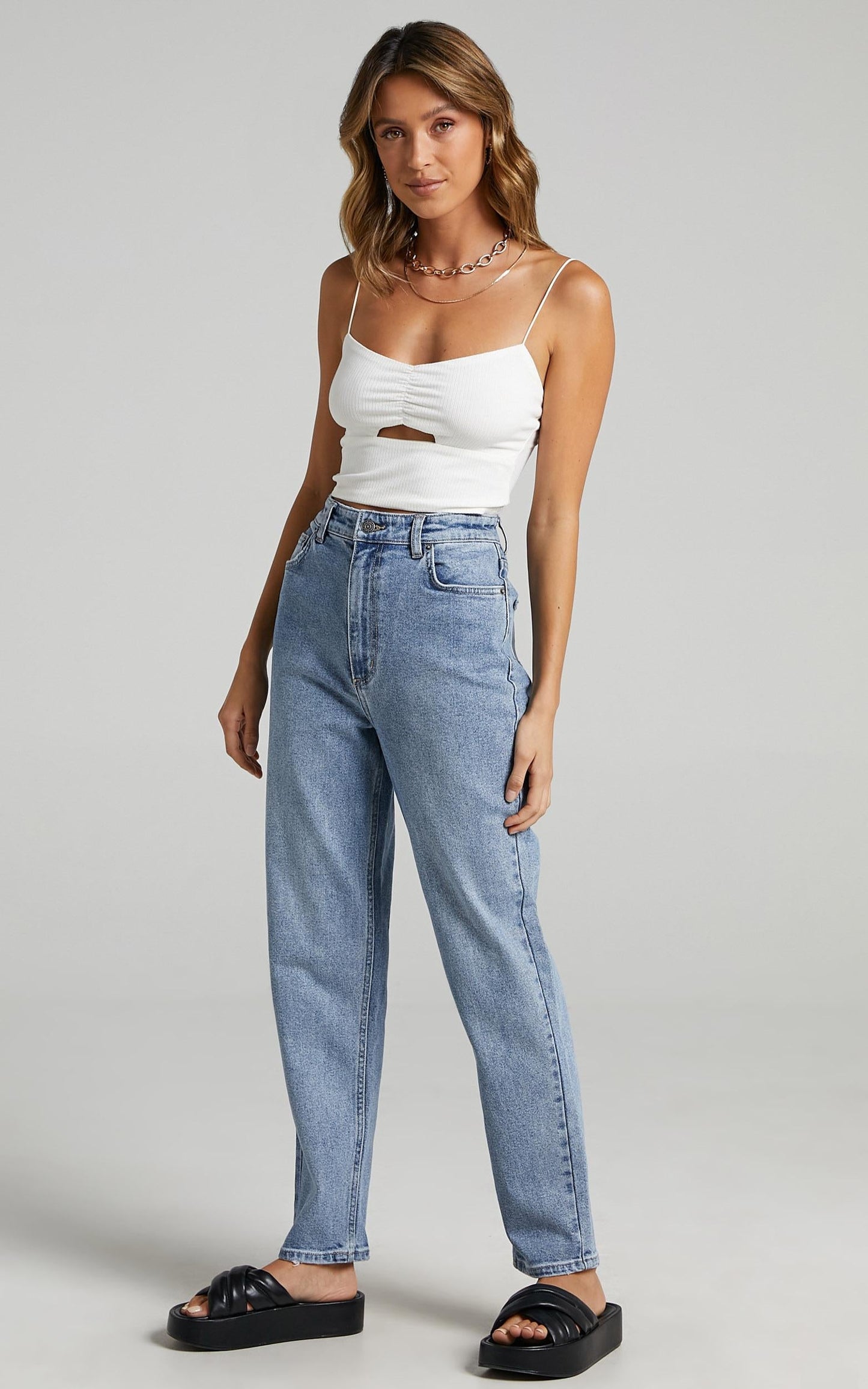 Lee - Hourglass High Mom Jeans in Bias Blue