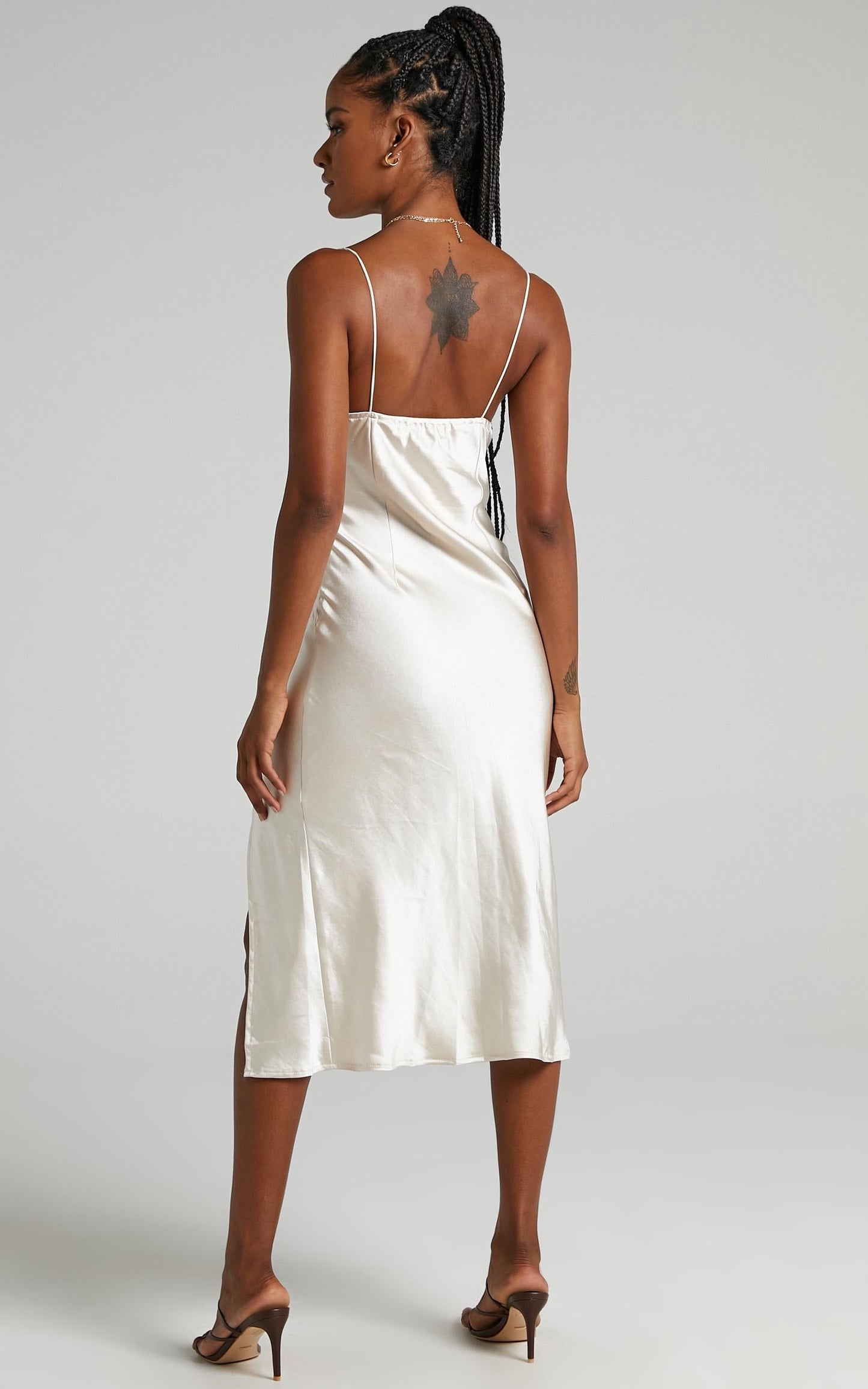 Leesha Dress in Champagne Satin
