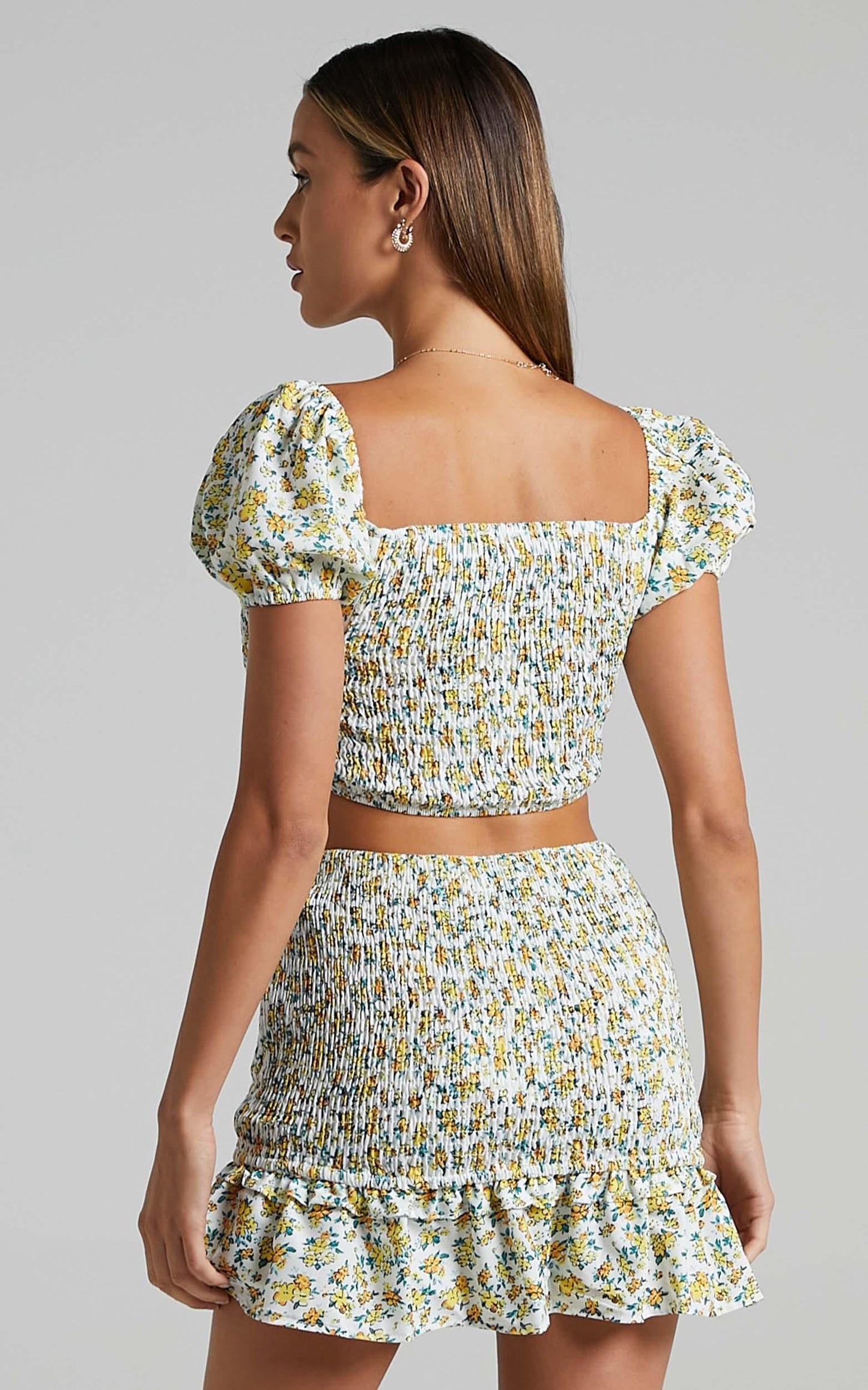 Leigh Two Piece Set in Yellow Floral Print