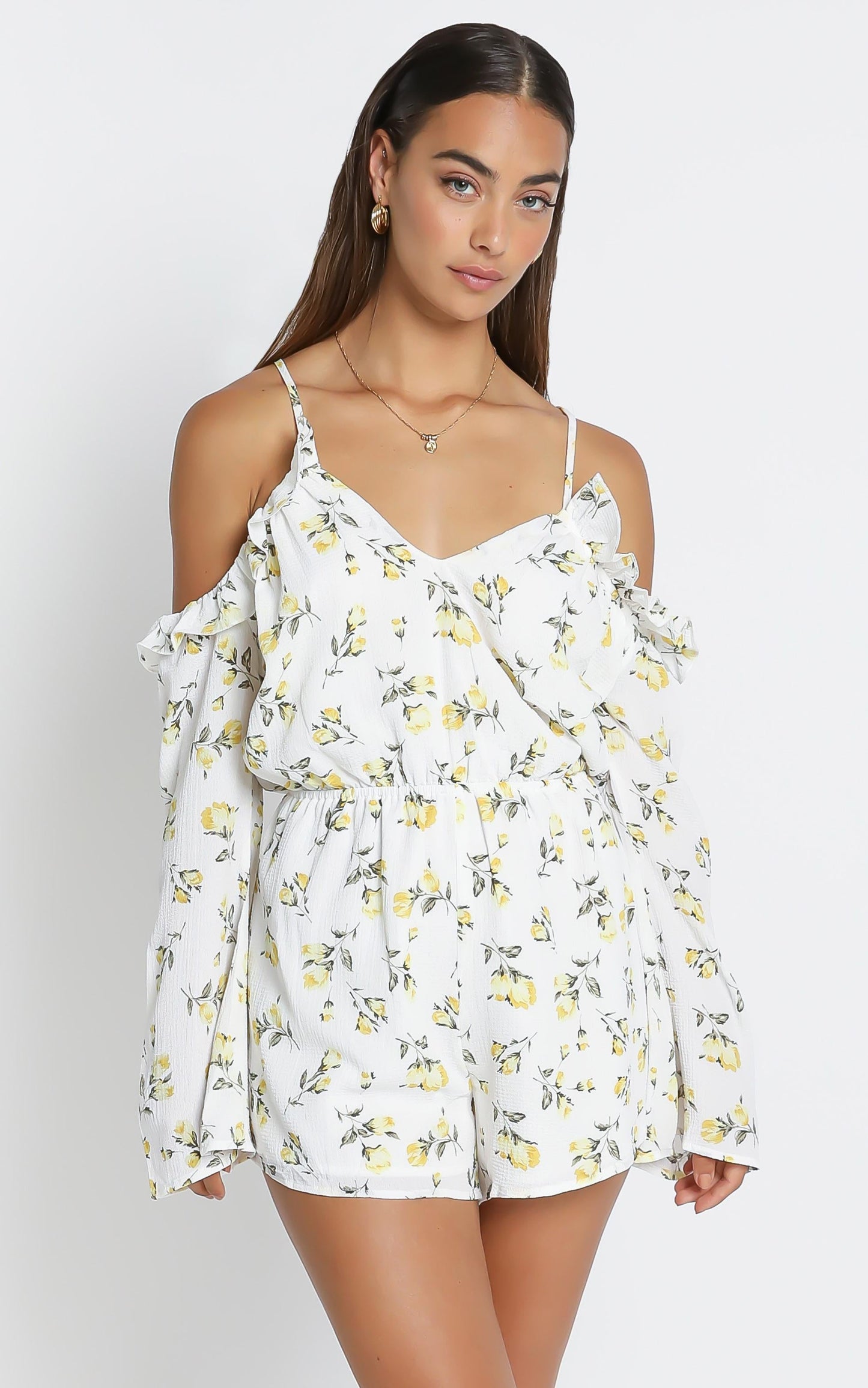 Lemonade Playsuit in White Floral