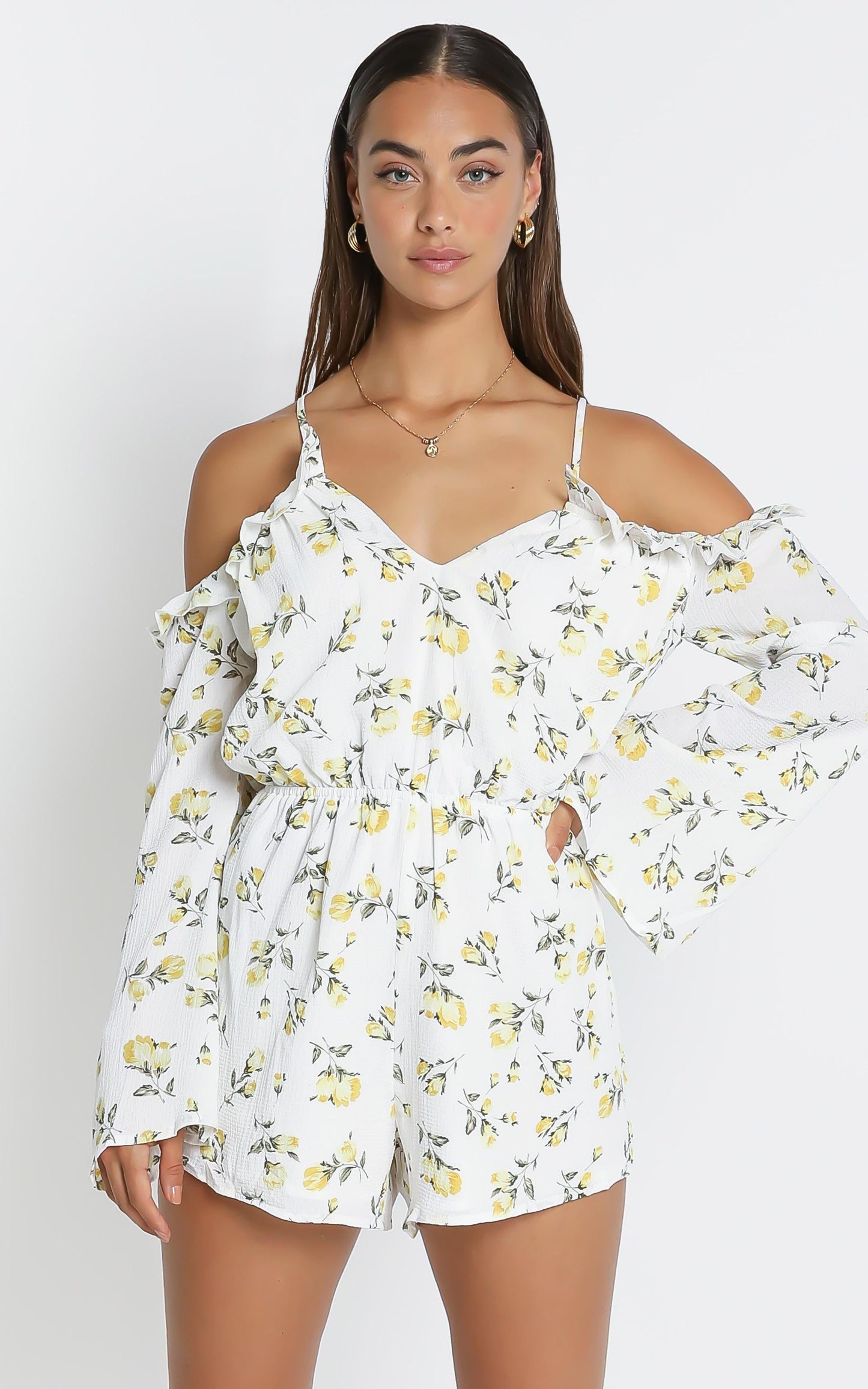 Lemonade Playsuit in White Floral