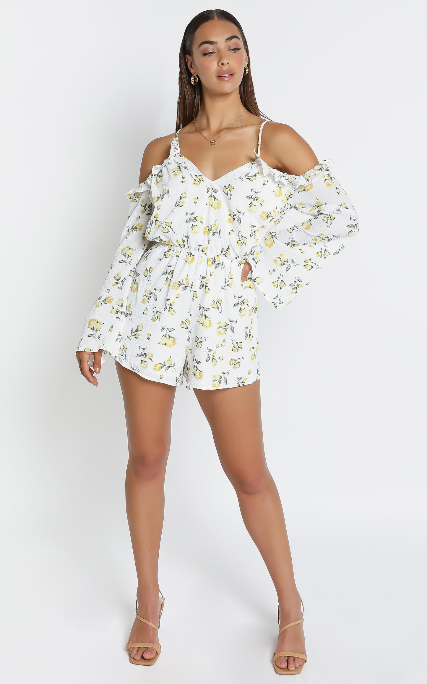 Lemonade Playsuit in White Floral