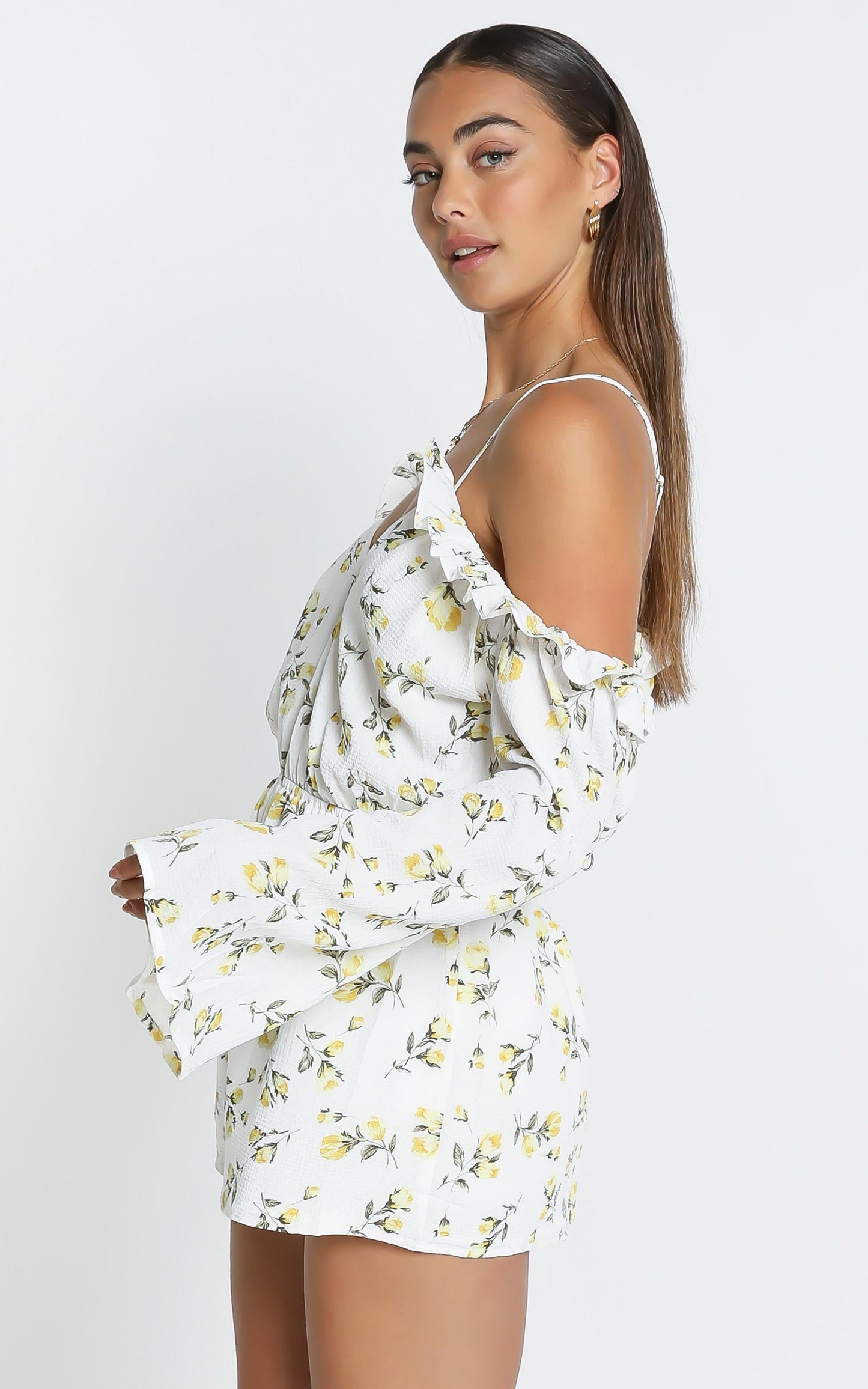 Lemonade Playsuit in White Floral
