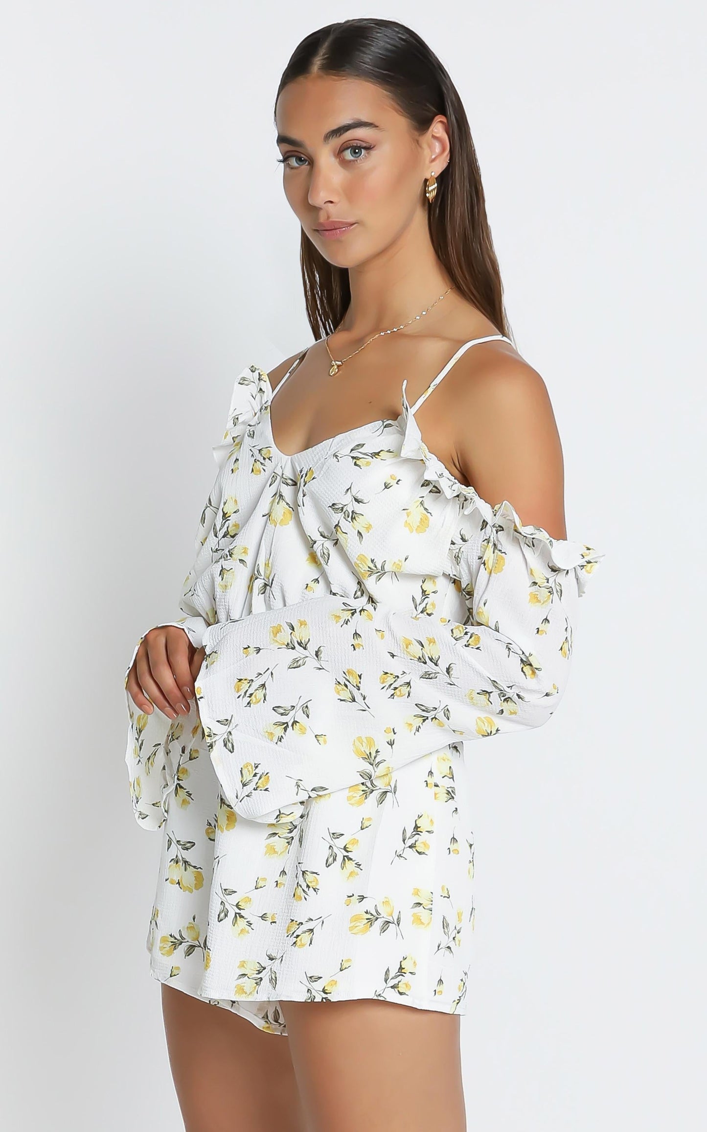 Lemonade Playsuit in White Floral