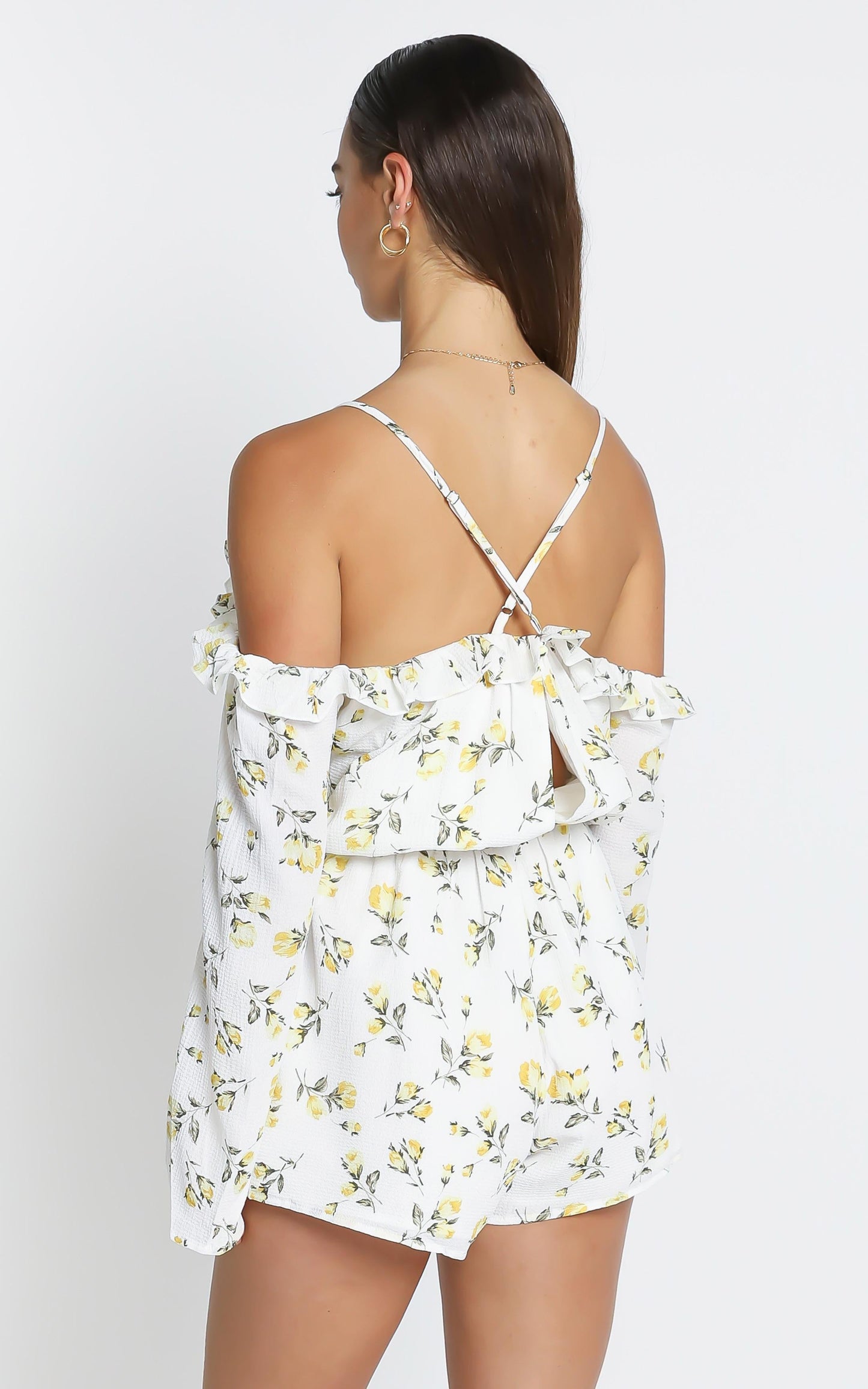 Lemonade Playsuit in White Floral