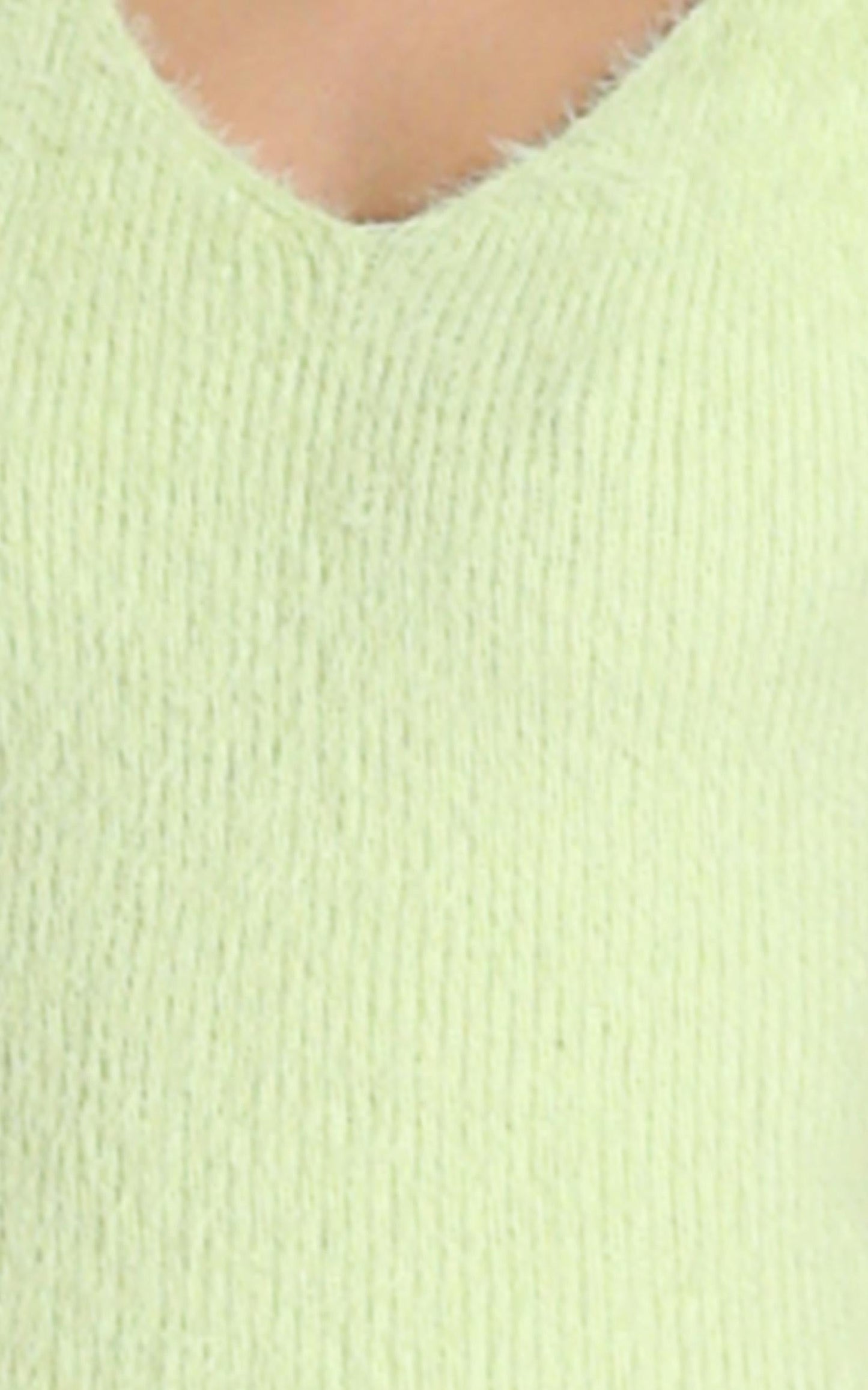 Leni Fluffy Knit Dress in Lime