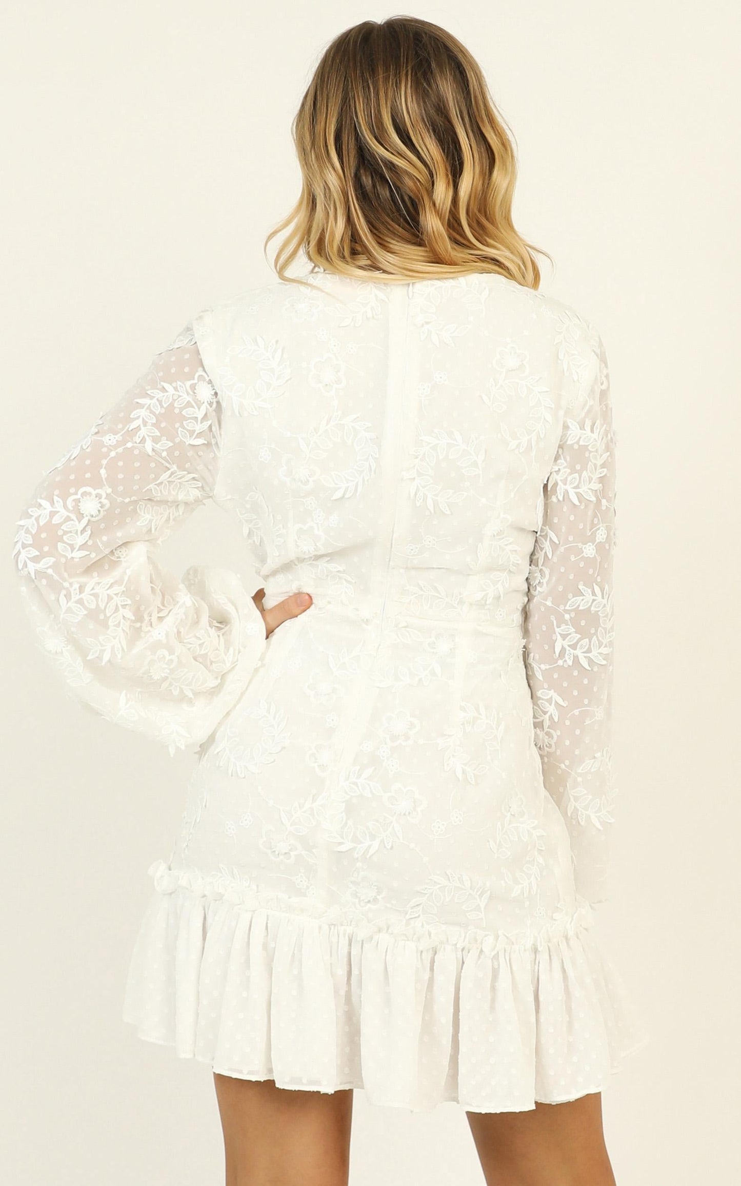 Lets Cheers For Love Dress In White Embroidery