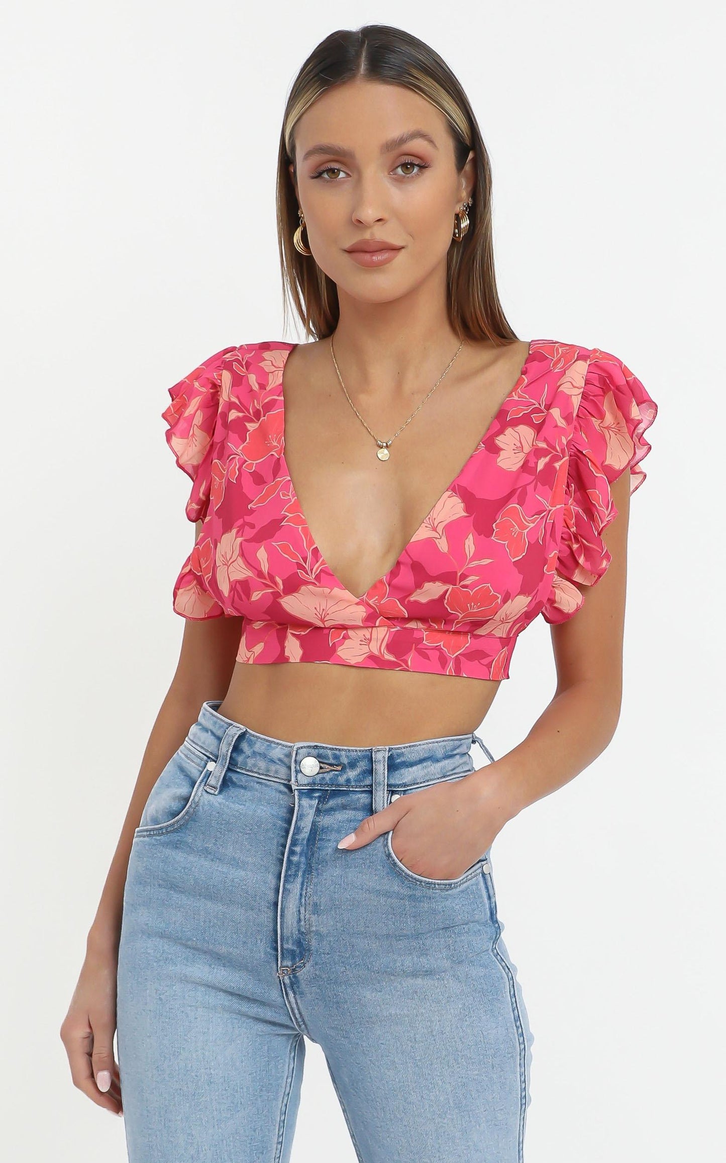 Lets Mingle Top in Berry Floral