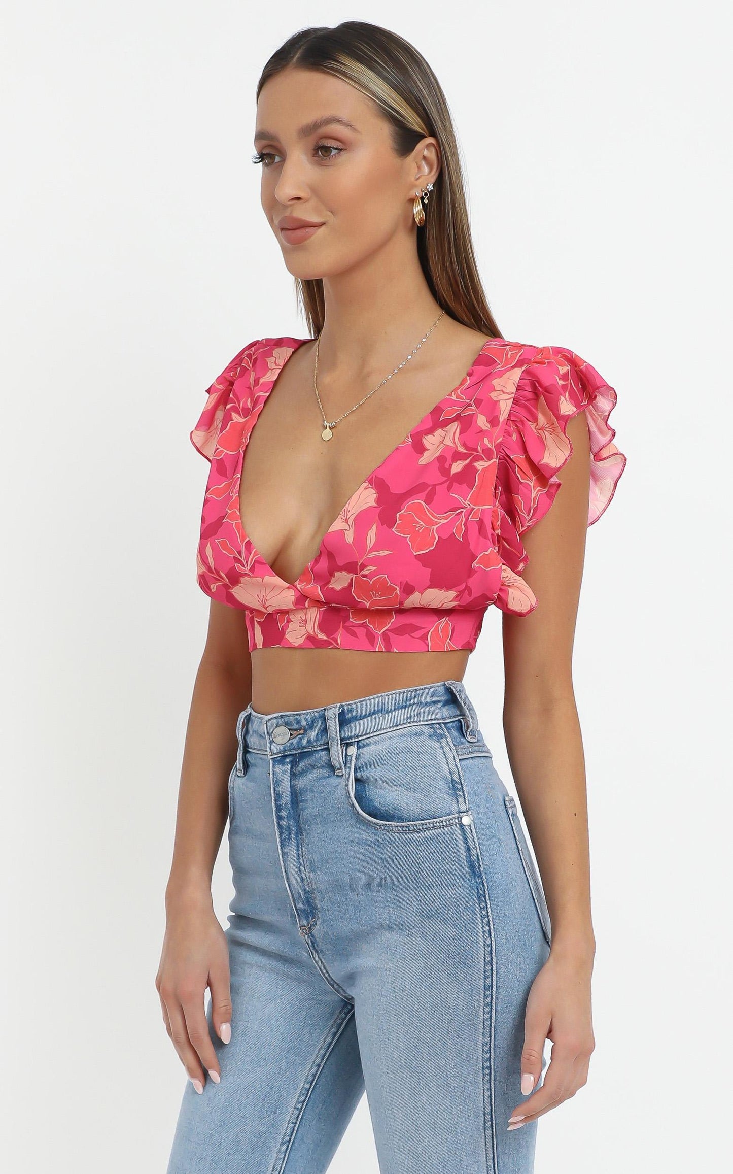Lets Mingle Top in Berry Floral
