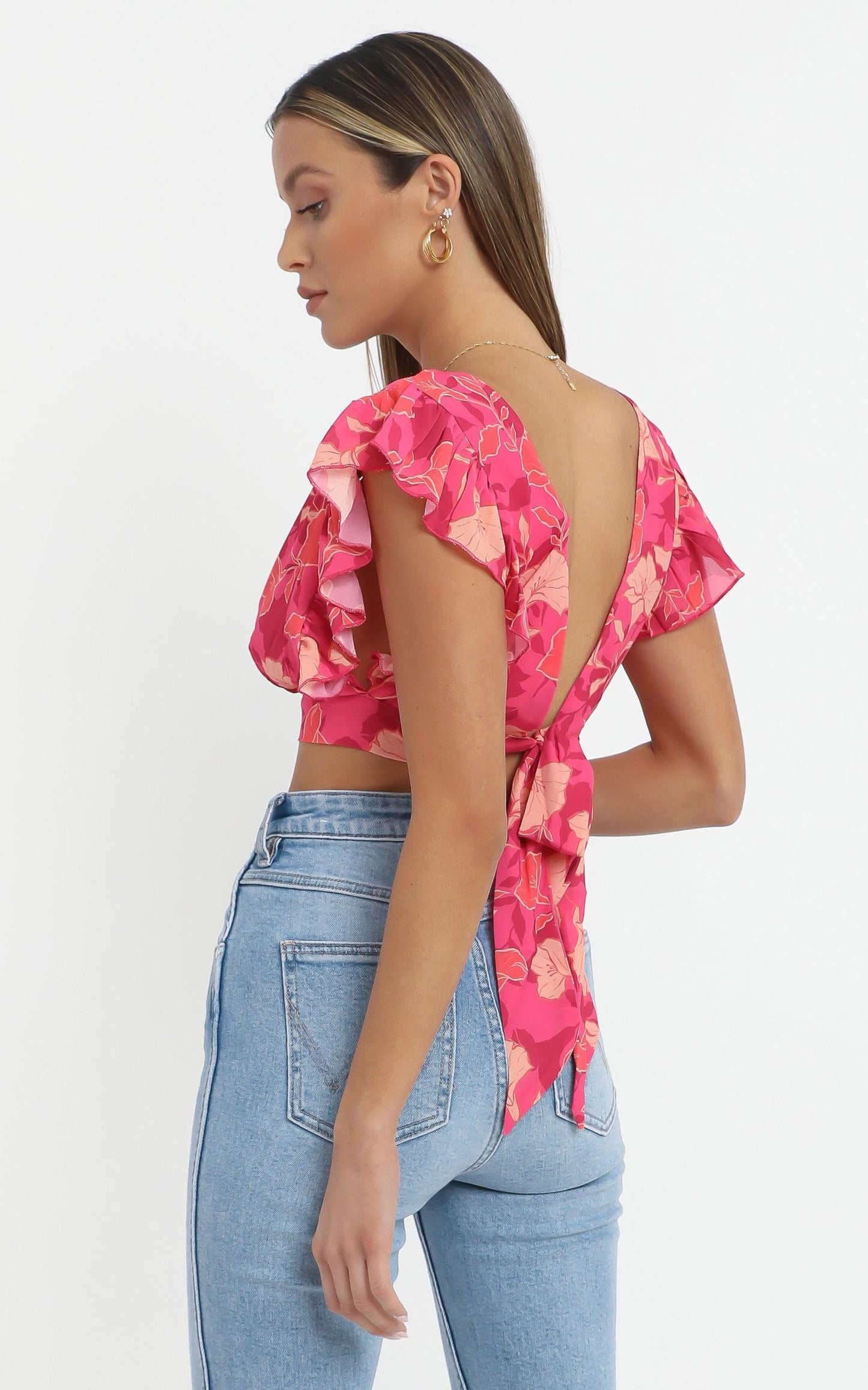 Lets Mingle Top in Berry Floral