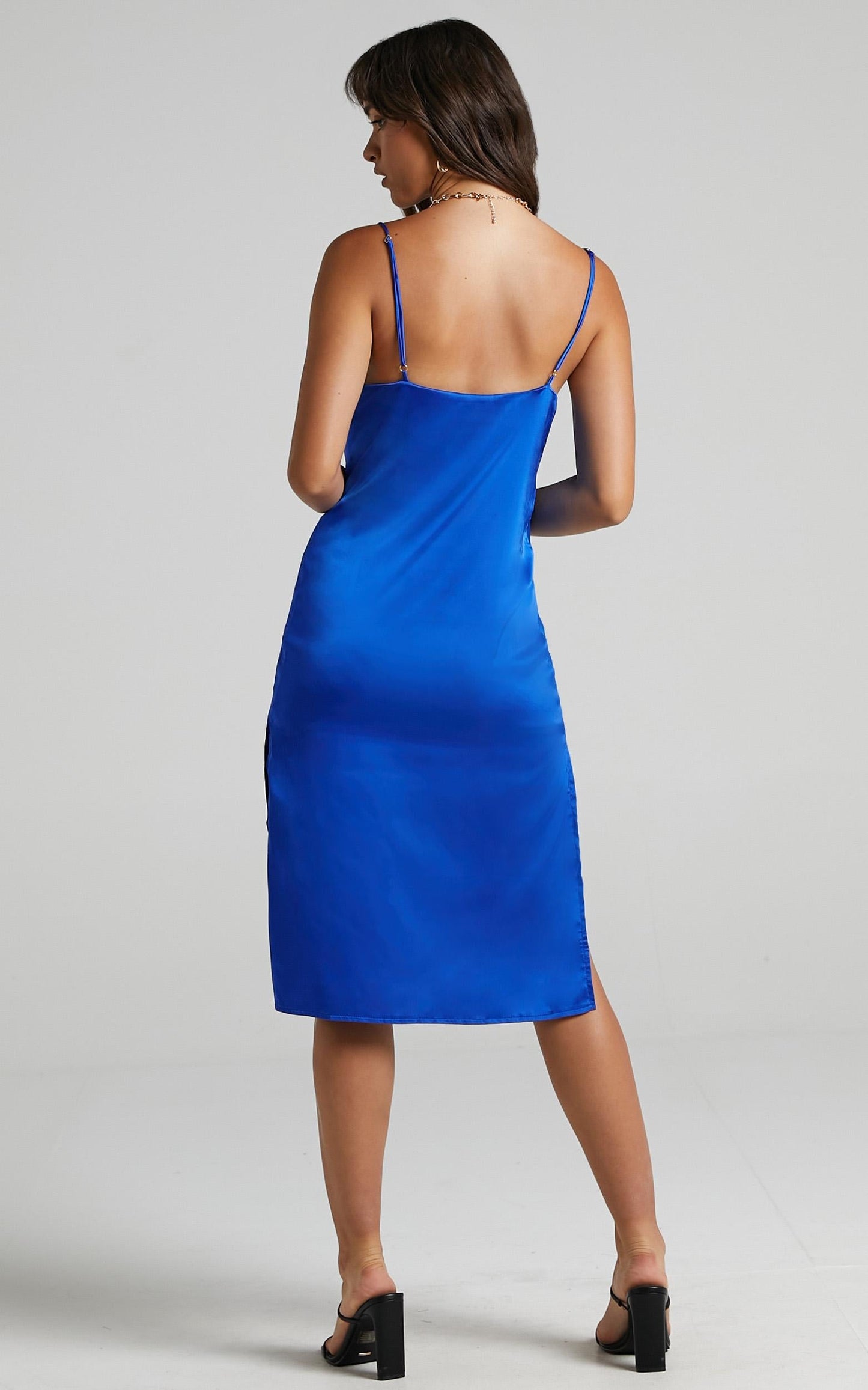 Levelle Dress in Cobalt Satin