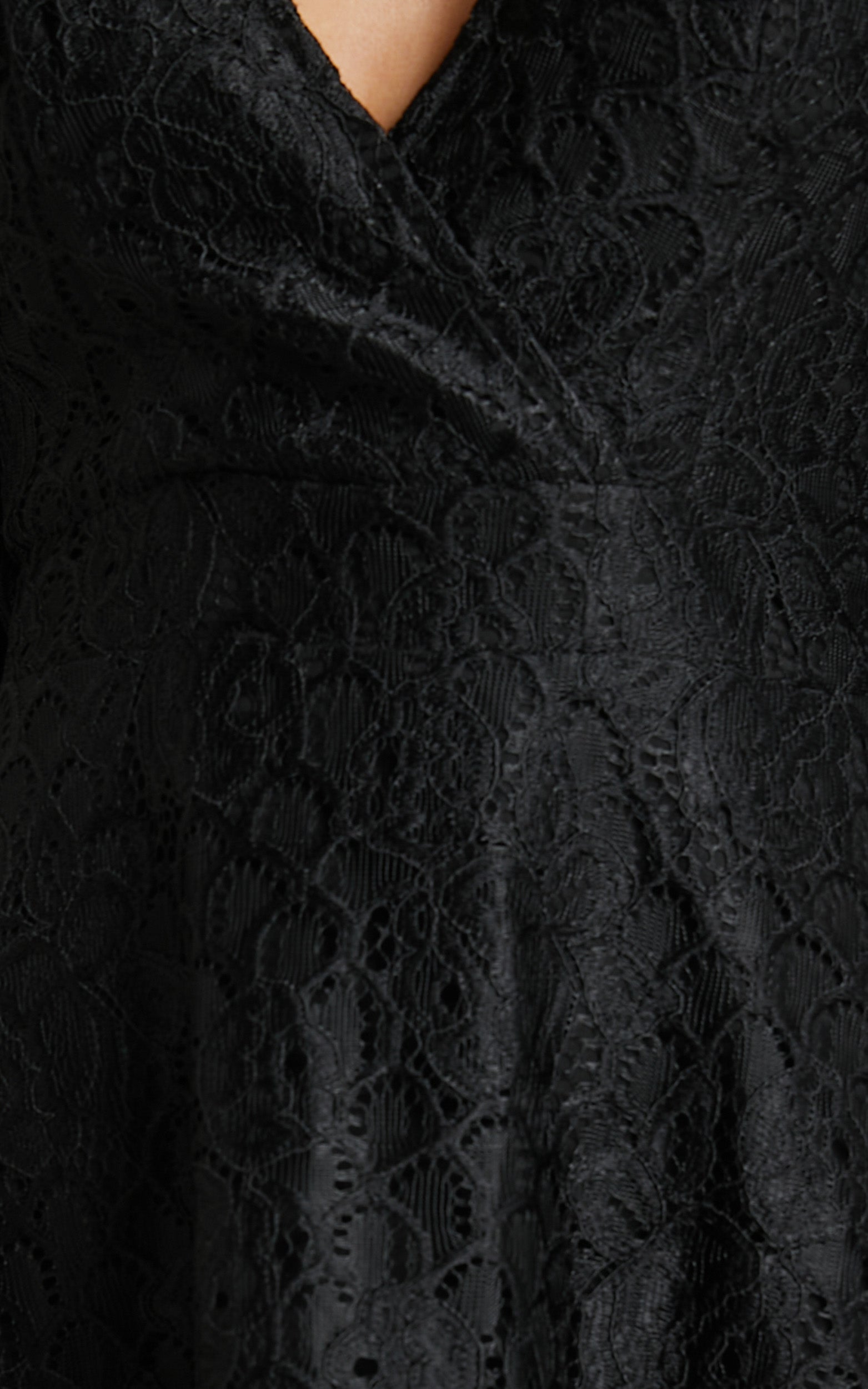 lhind puff sleeve lace mini dress in Black