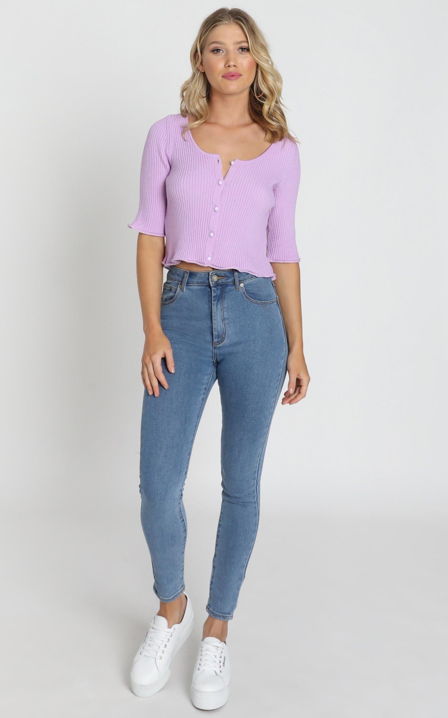 Lifting Spirits Cardigan In Lilac