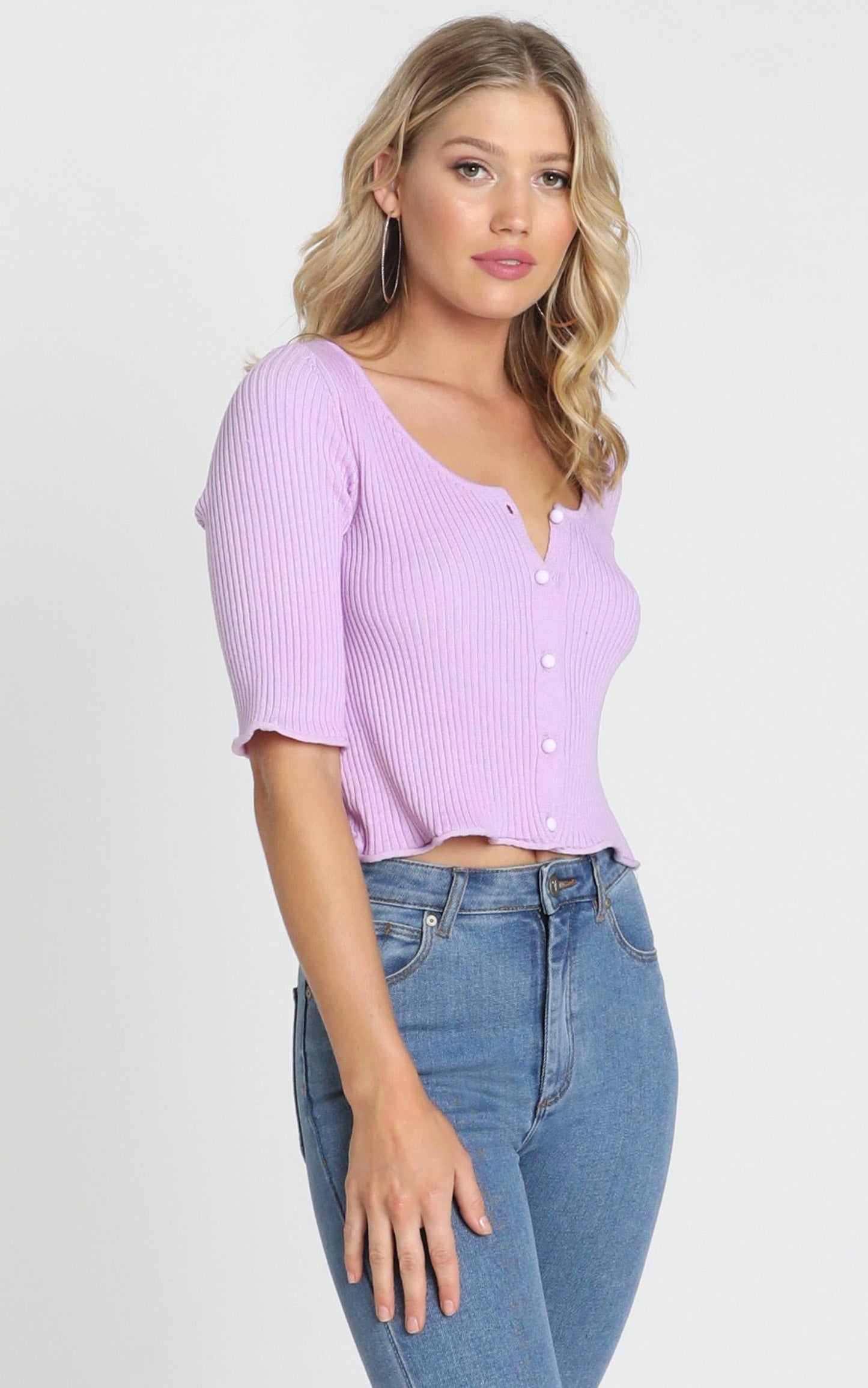 Lifting Spirits Cardigan In Lilac
