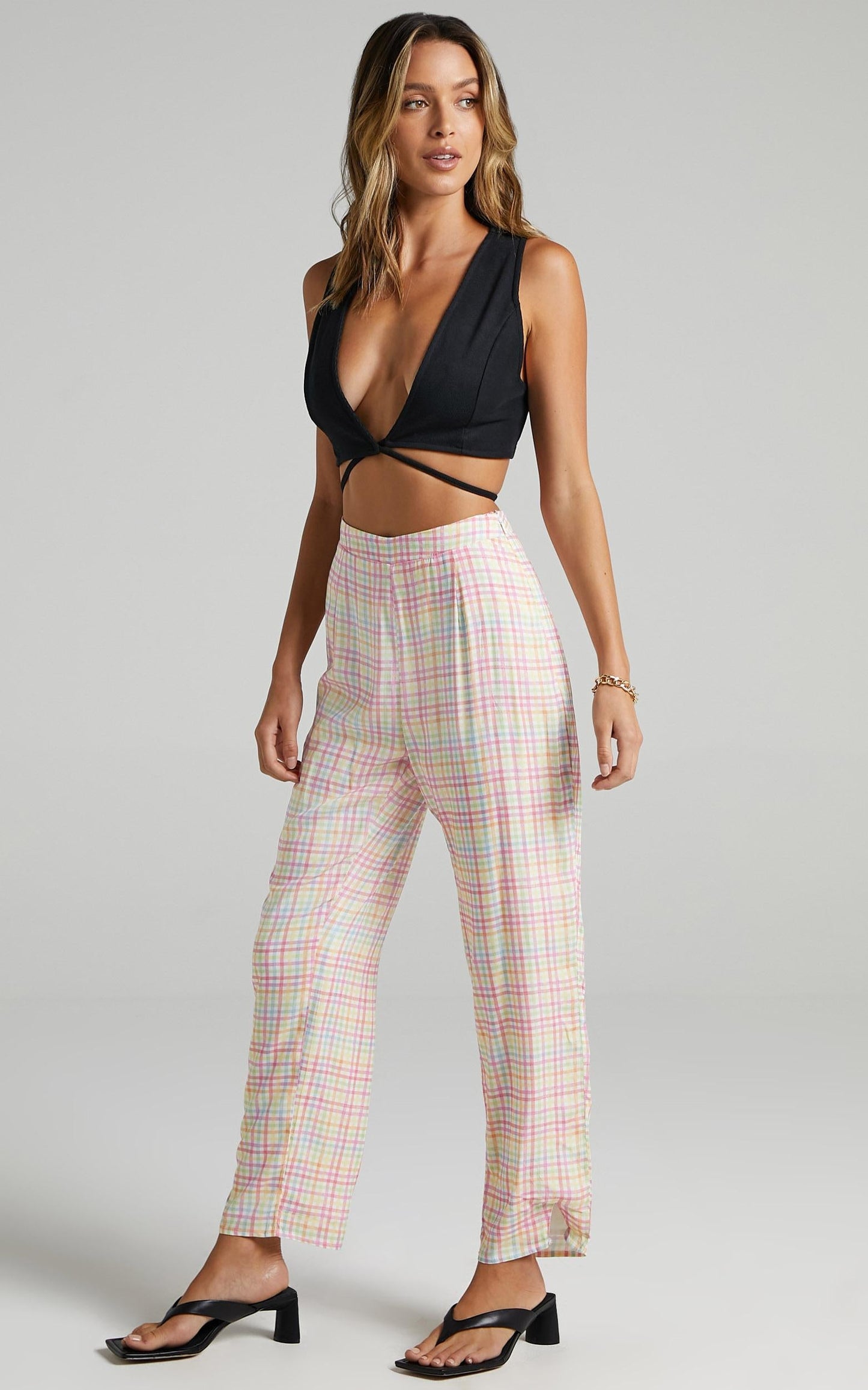 Nailah Pants in Rainbow Check