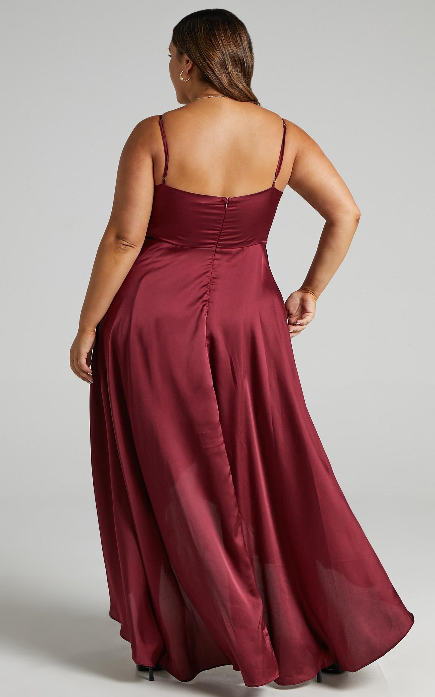 Light The Way Dress in Wine Satin