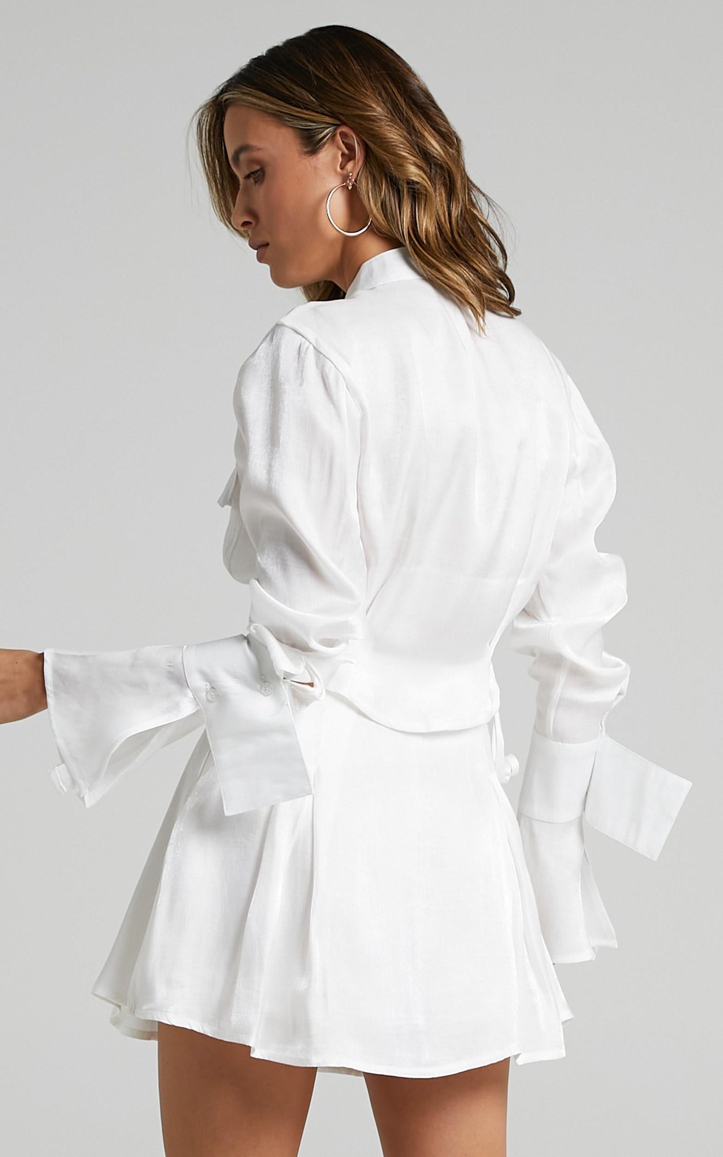 Liona Two Piece Set in White Satin