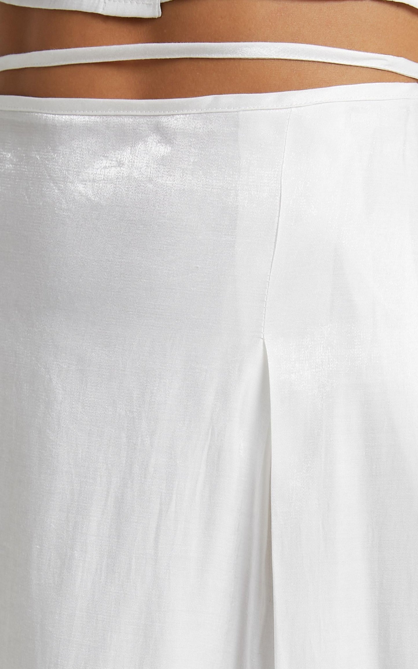 Liona Two Piece Set in White Satin