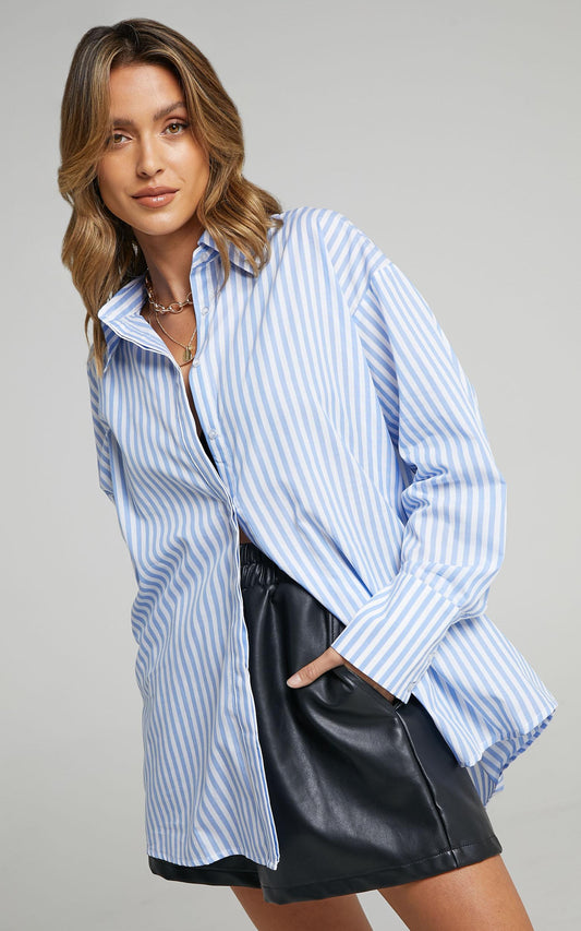 Lioness - Boyfriend Shirt in Blue