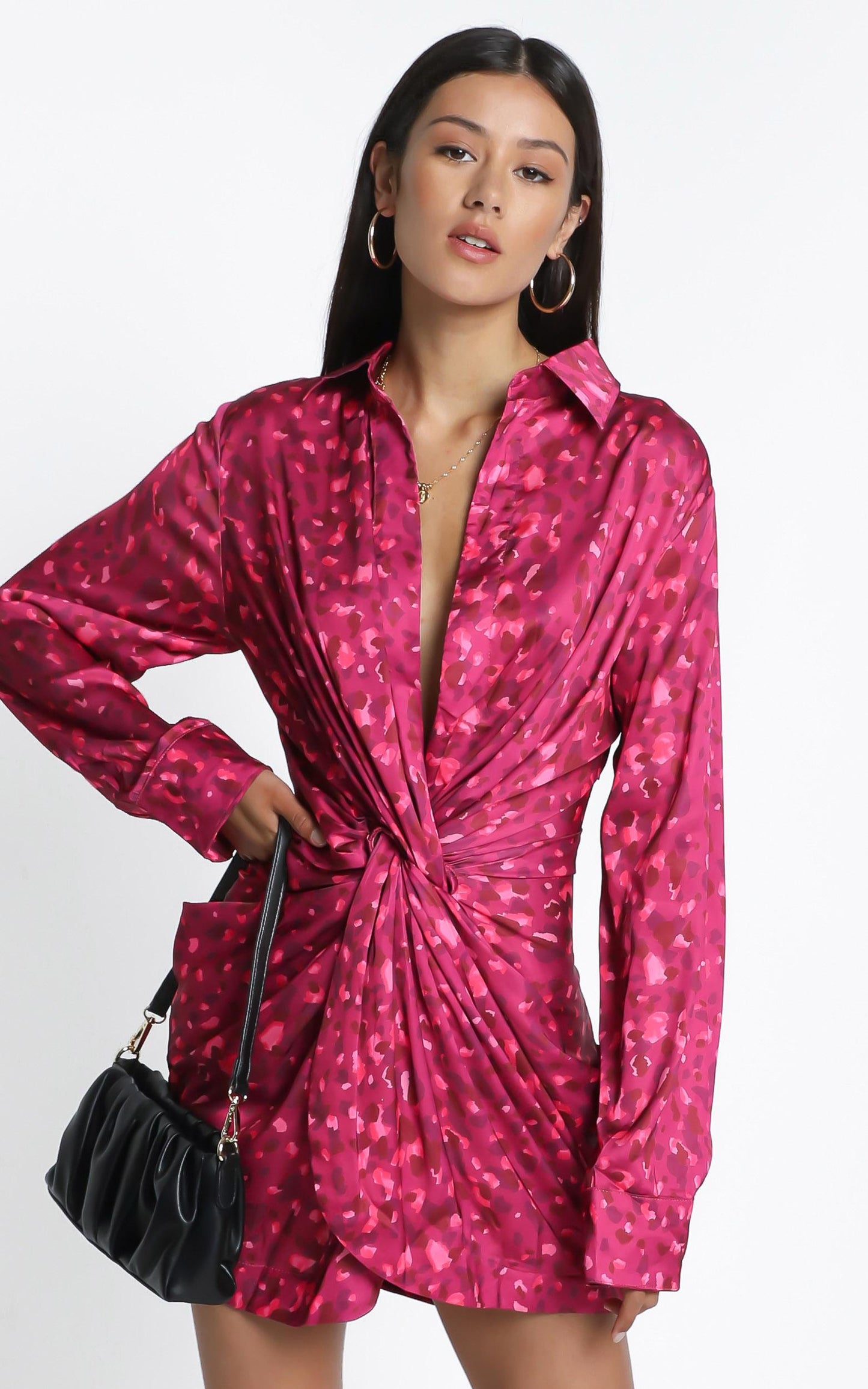 Lioness - Hey You Shirt Dress in Pink Leopard