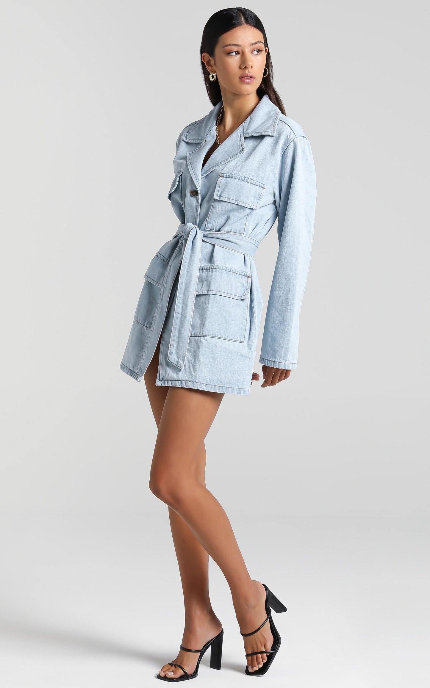 Lioness - Victory Boulevard Mini Dress in Light Wash