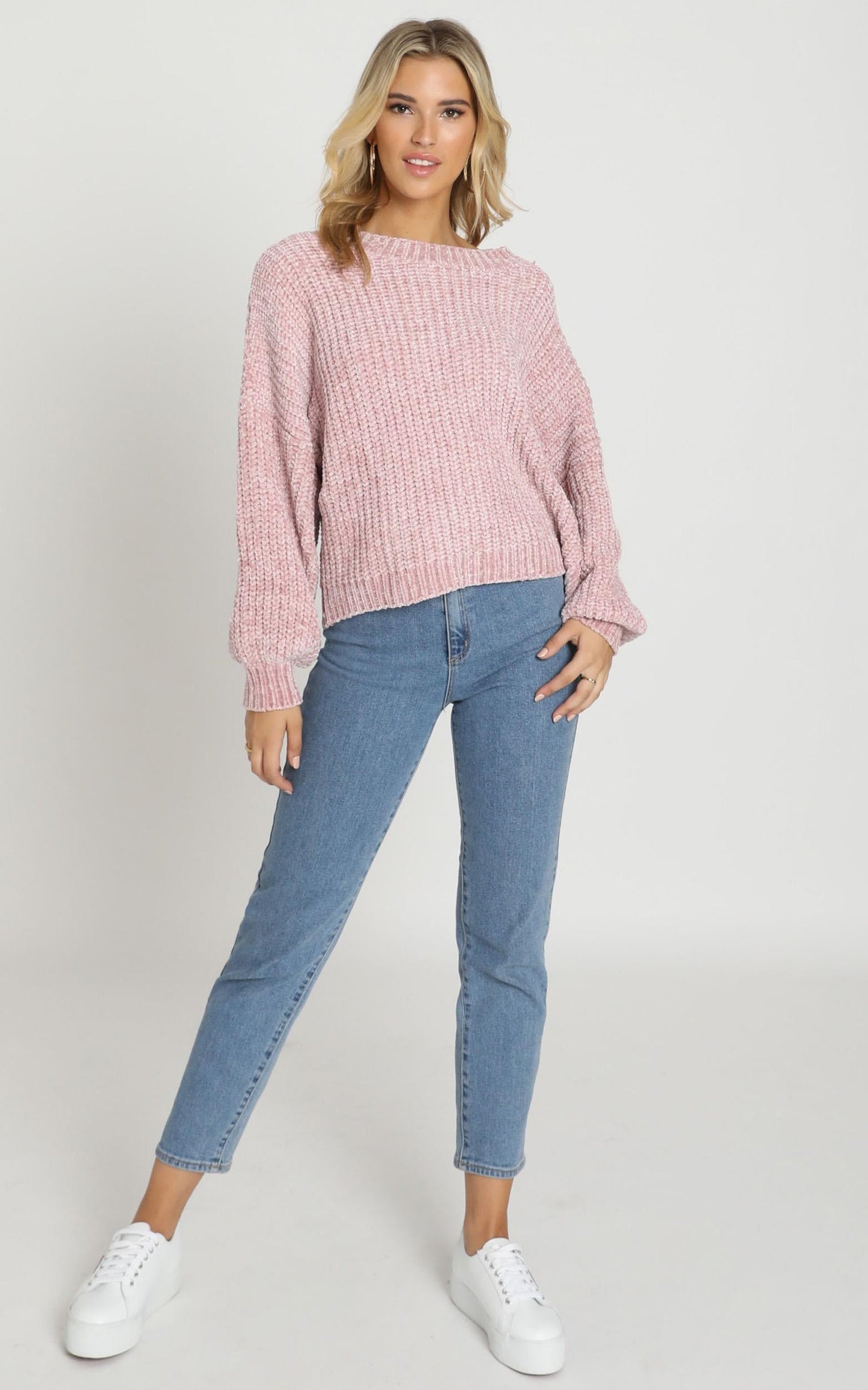 Little Do You Know Knit Sweater In Mauve Chenille