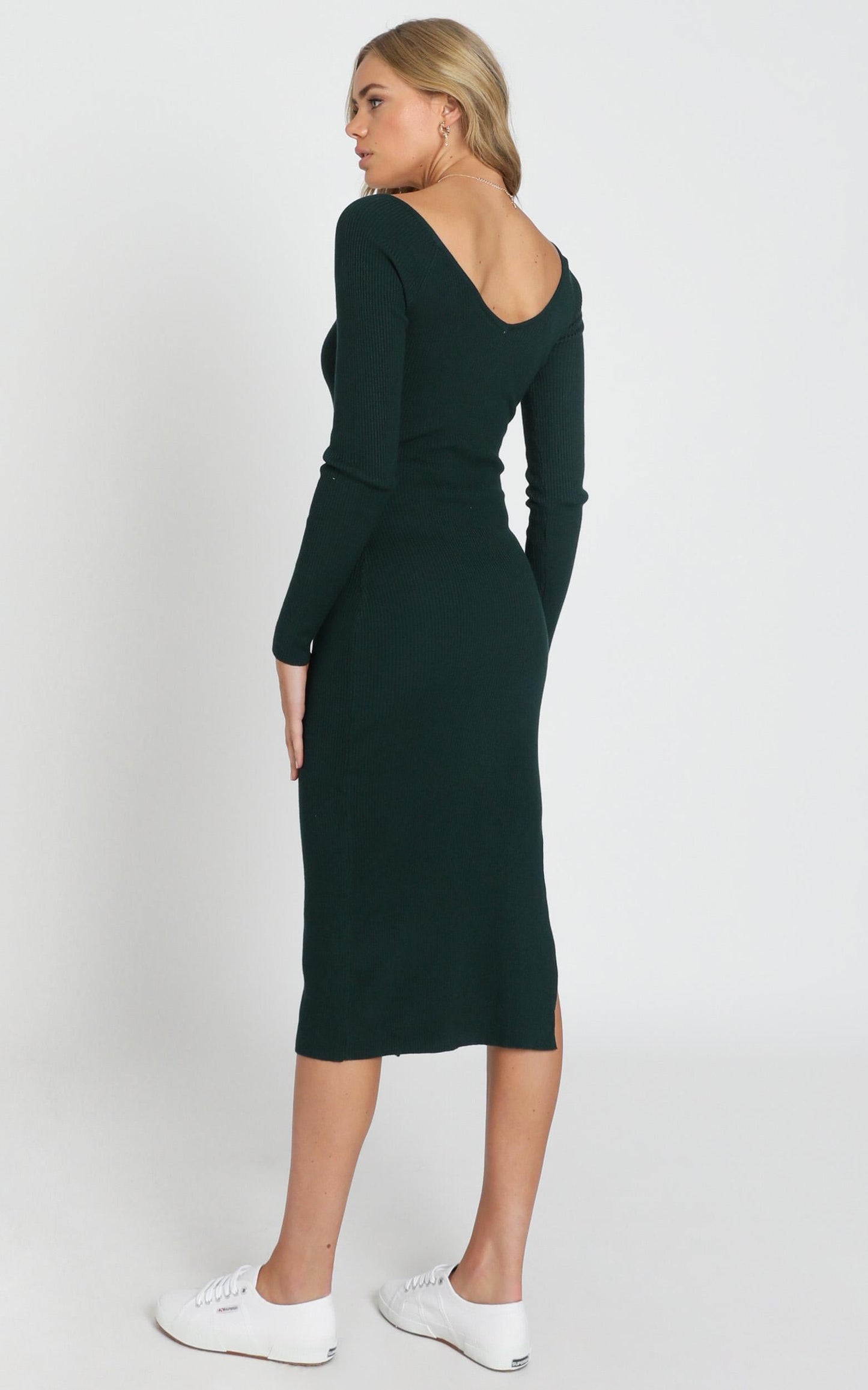 Living For It Knit Dress in Emerald