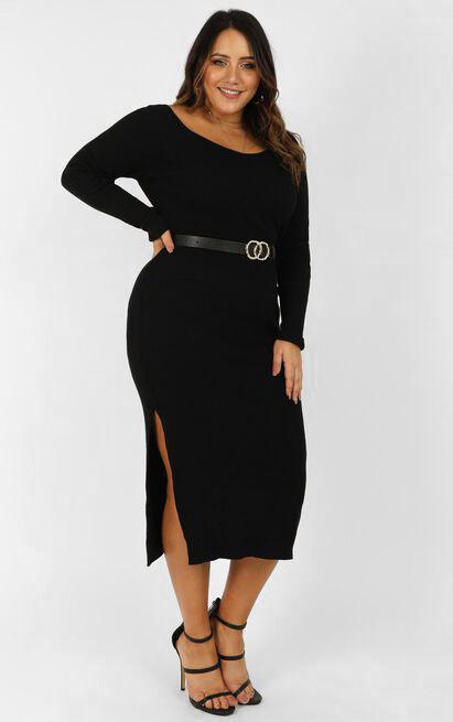Living For It Knit Dress in Black
