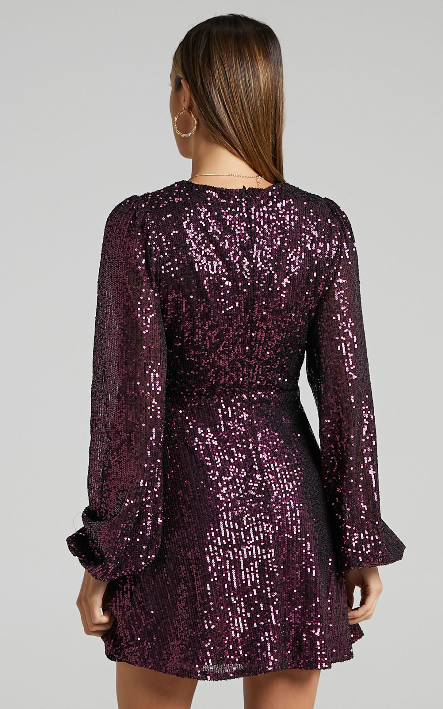 Liza Mini Dress in plum sequin