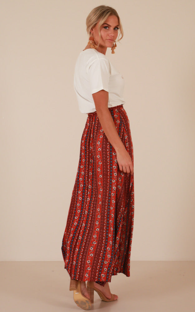 Longest Day Maxi Skirt In Red Print