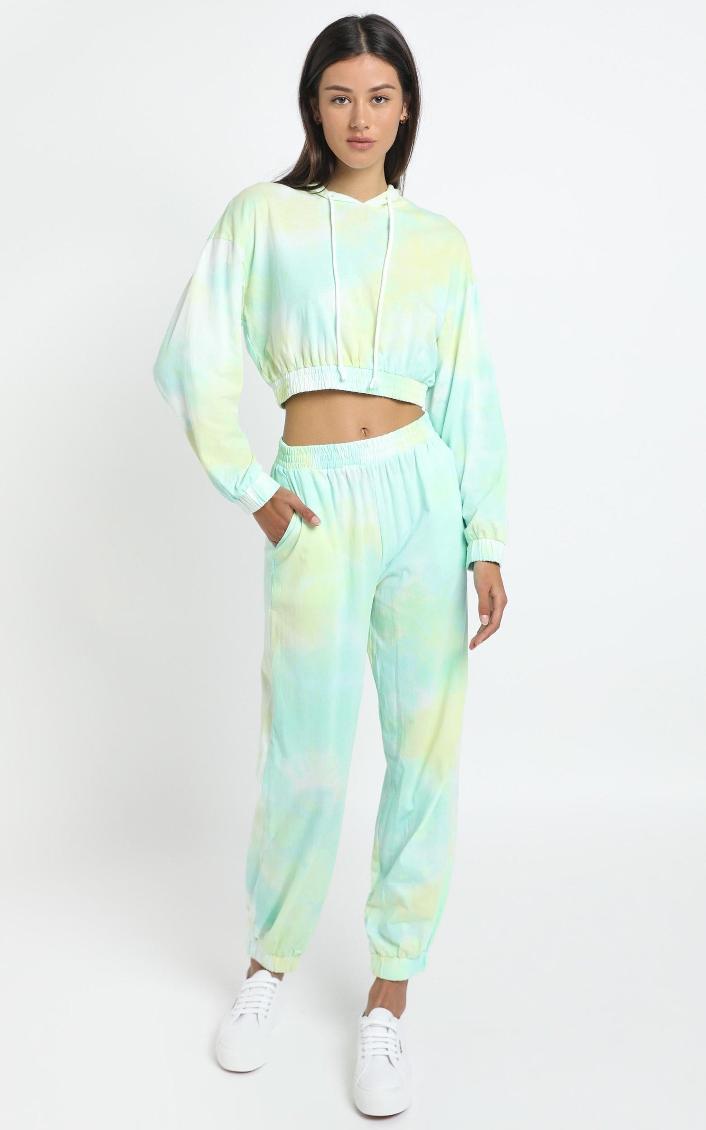 Lopez Two Piece Set in Aqua Tie Dye
