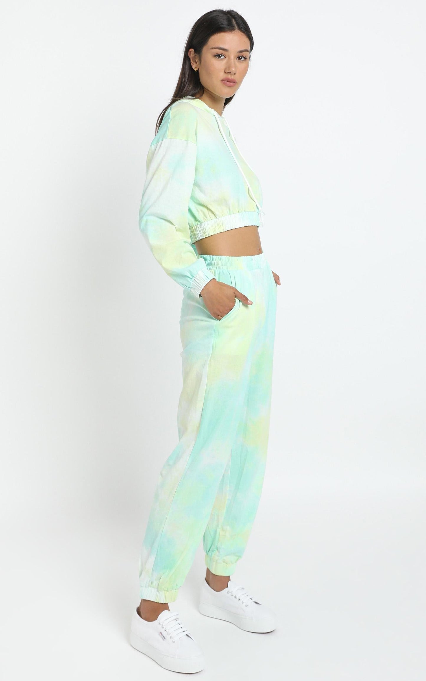 Lopez Two Piece Set in Aqua Tie Dye