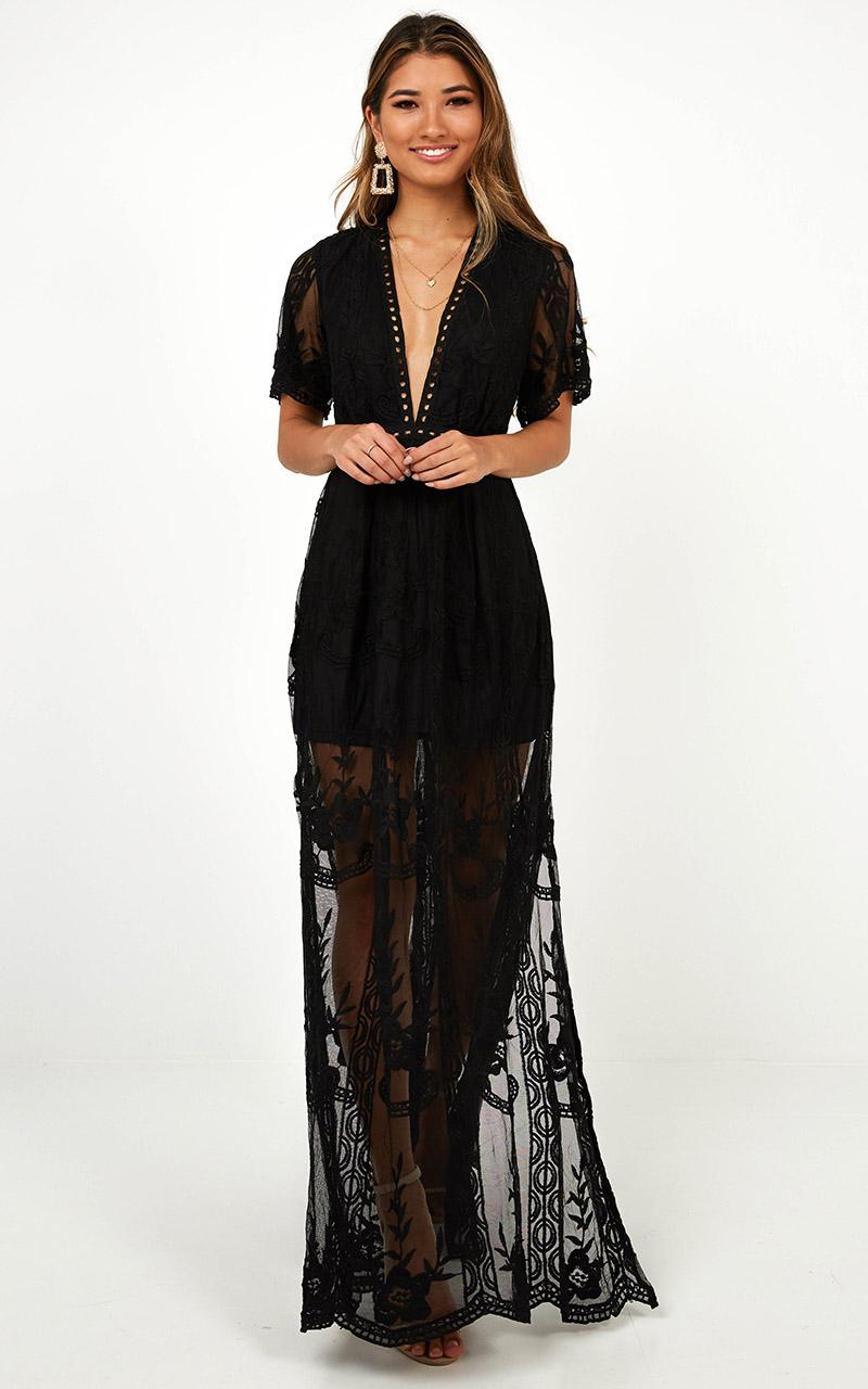 Love Spell Maxi Dress In Black Lace