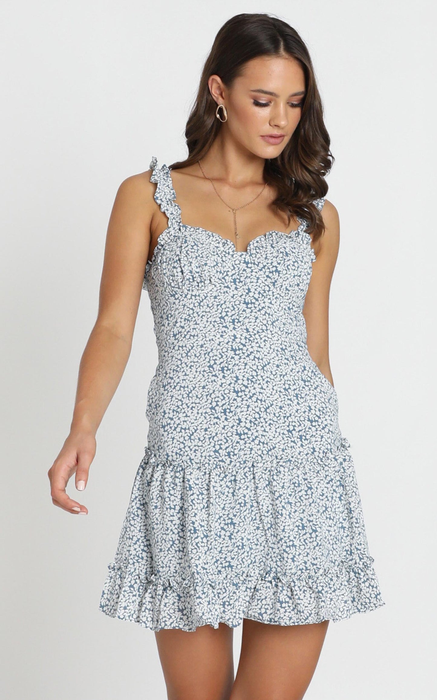 Love In A Mist Dress in Blue Floral