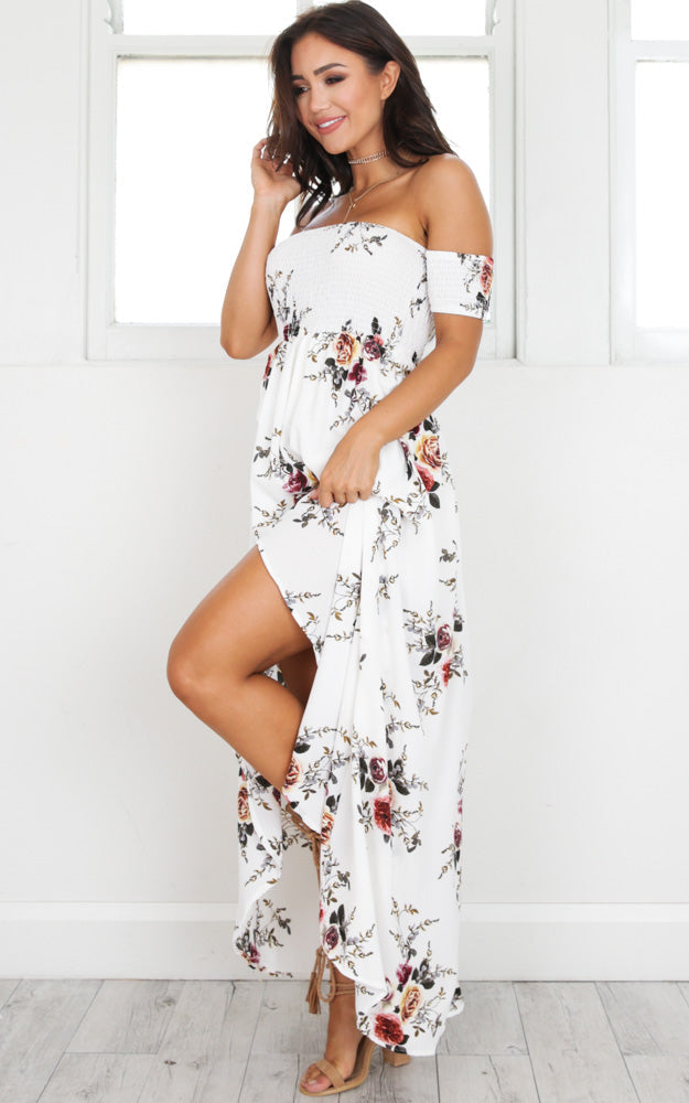 Lovestruck Maxi Dress in White Floral
