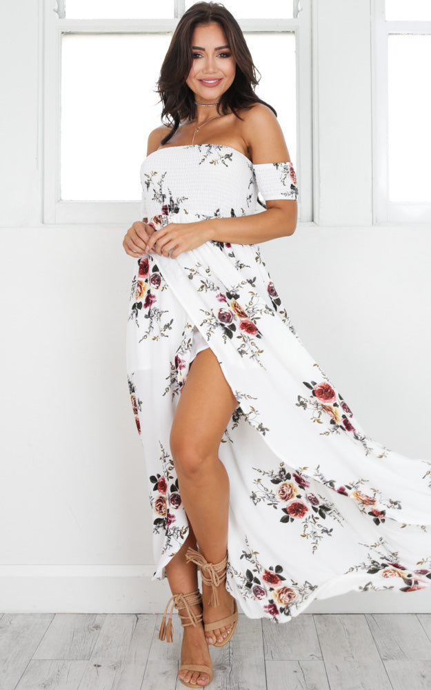 Lovestruck Maxi Dress in White Floral