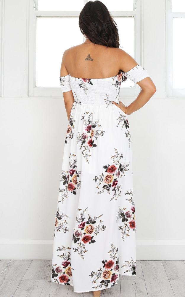 Lovestruck Maxi Dress in White Floral