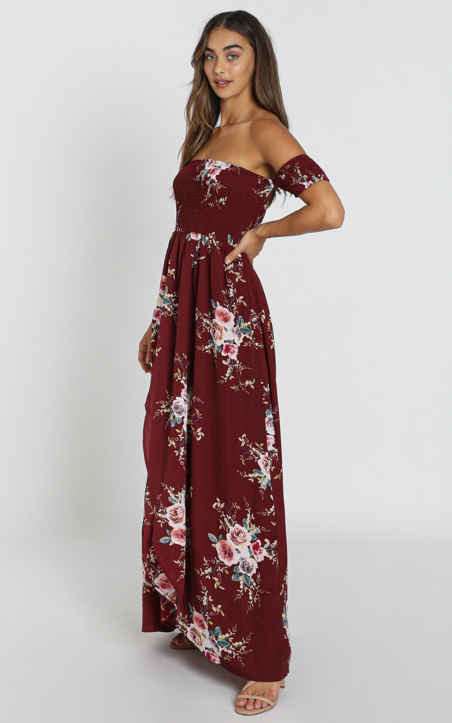 Lovestruck Maxi Dress in Wine Floral