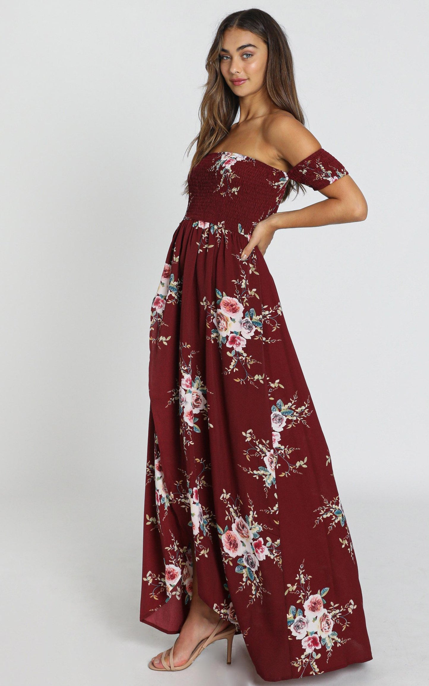 Lovestruck Maxi Dress in Wine Floral