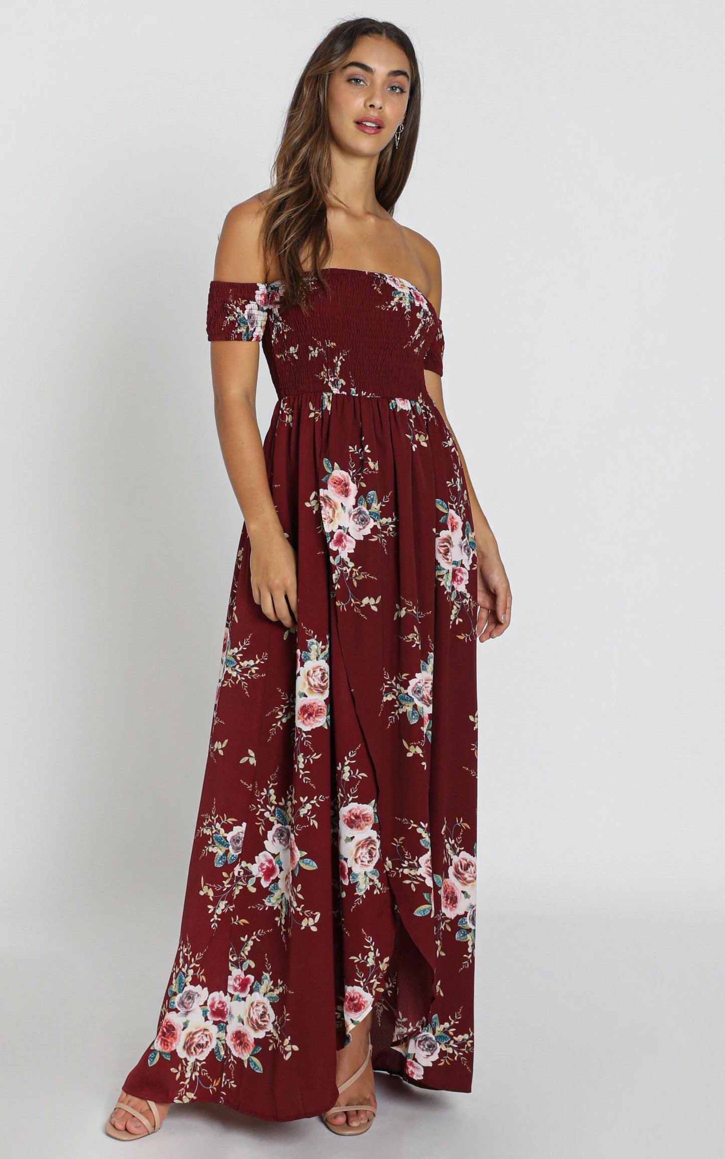 Lovestruck Maxi Dress in Wine Floral