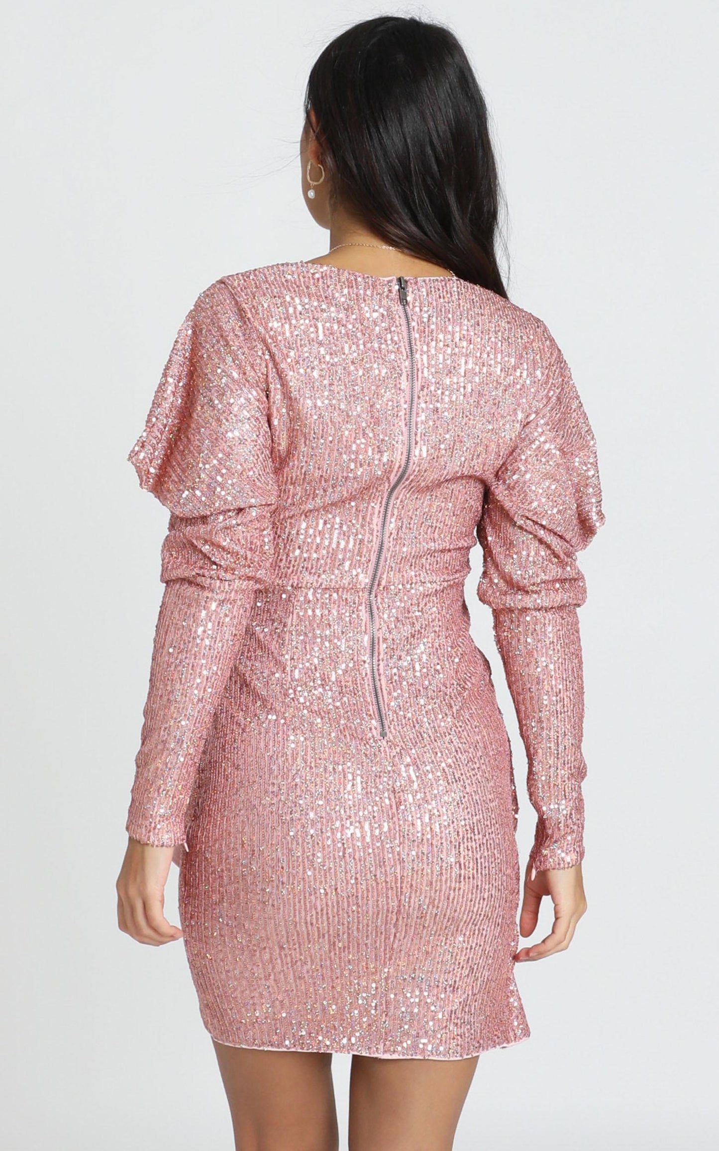 Lucie Dress In Rose Gold Sequin