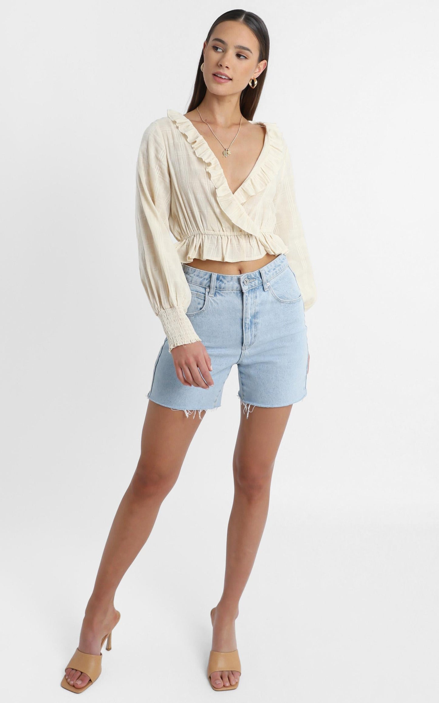 Luella Long Sleeve Top in Beige Check
