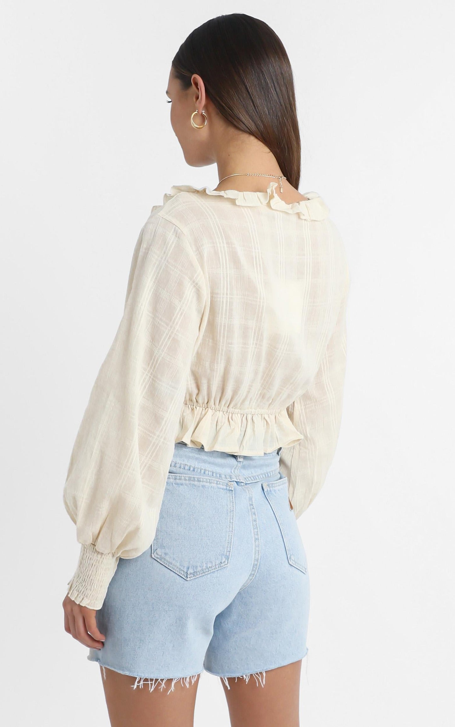 Luella Long Sleeve Top in Beige Check
