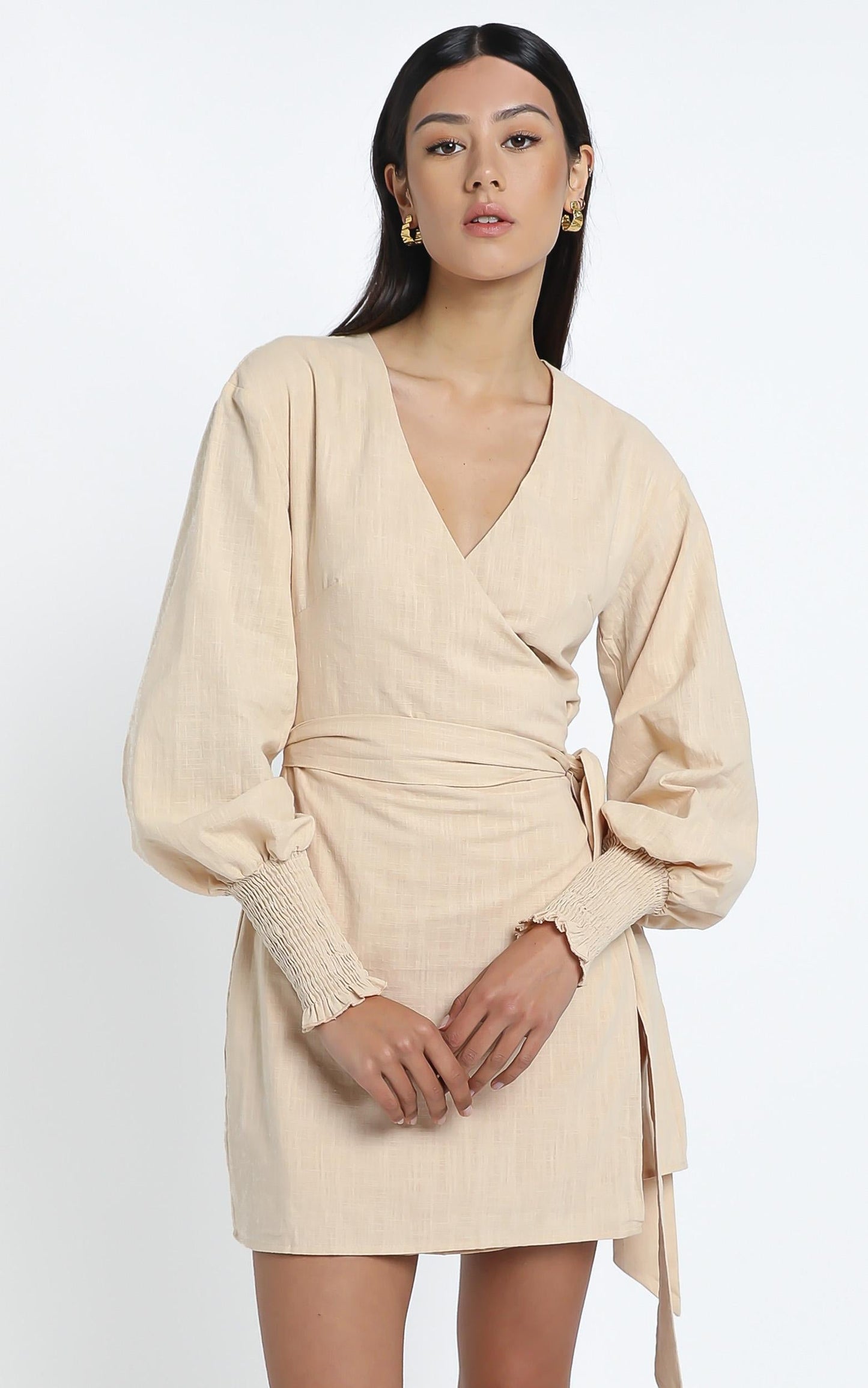Lurice Dress in Beige Linen Look