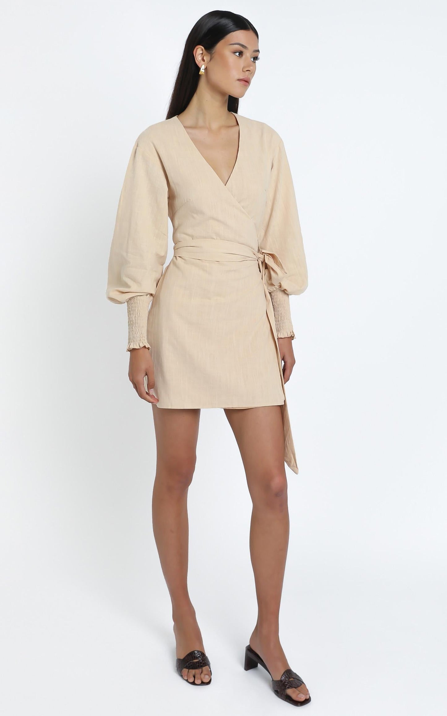 Lurice Dress in Beige Linen Look